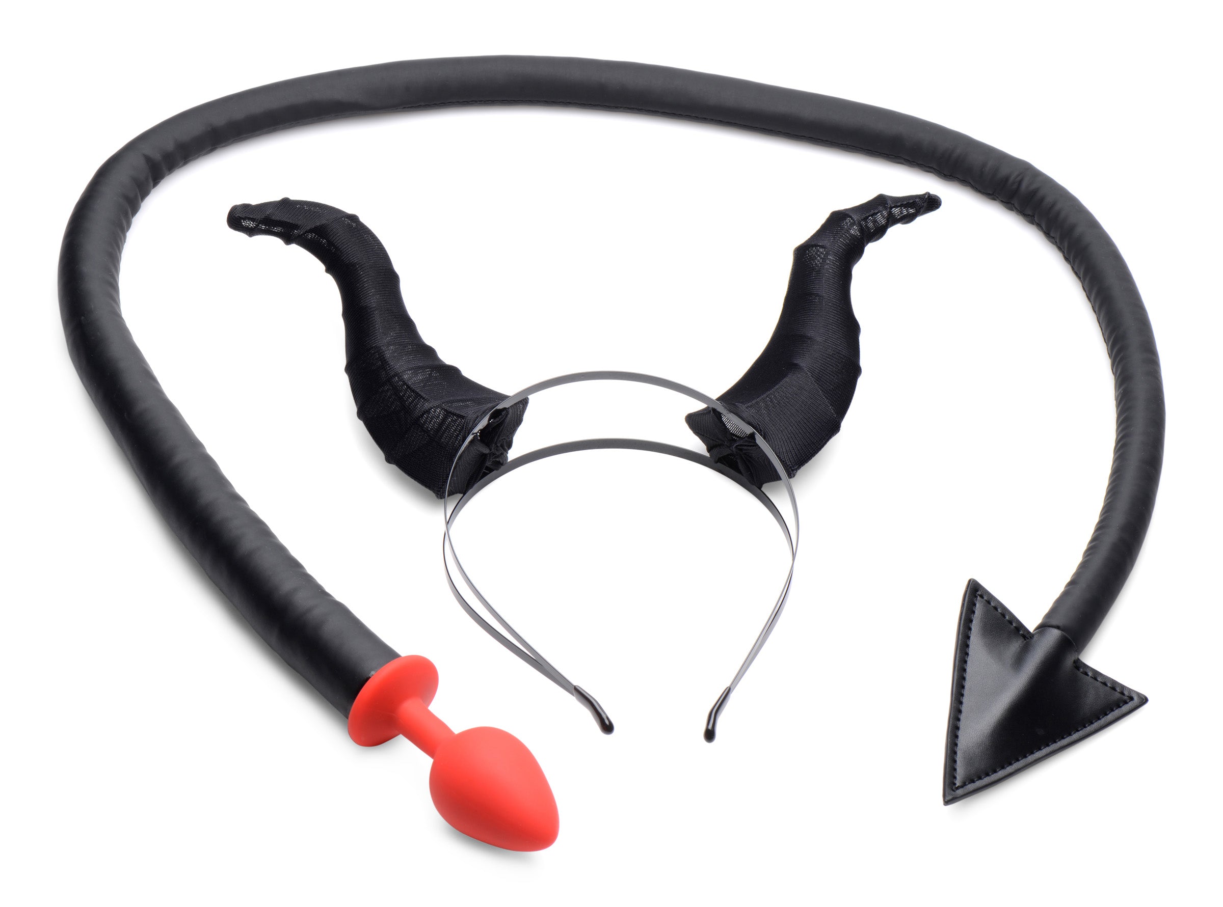 Tailz Devil Tail Anal Plug and Horns Set Red