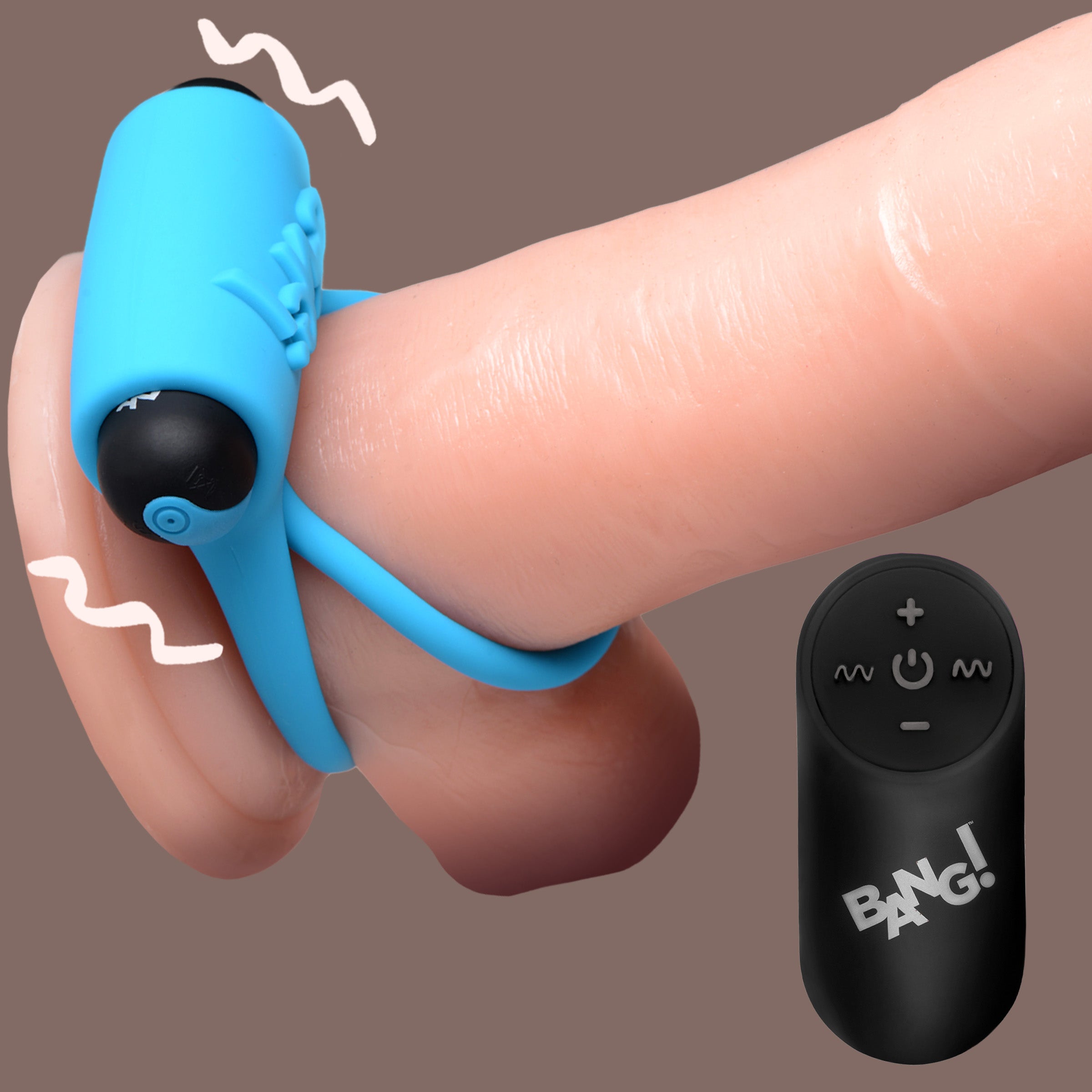 Bang! Remote Control 28X Vibrating Cock Ring and Bullet - Black Blue