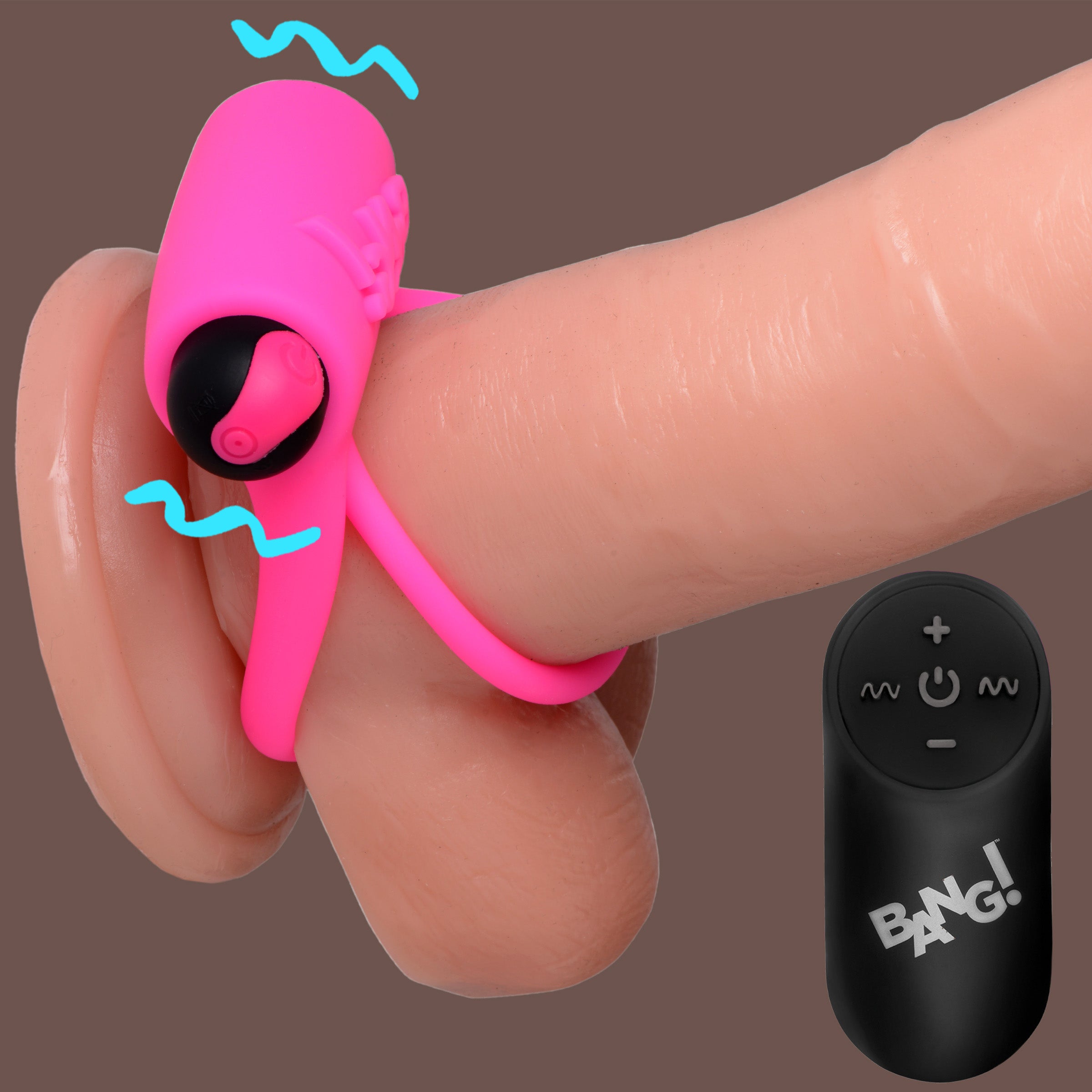 Bang! Remote Control 28X Vibrating Cock Ring and Bullet - Black Pink