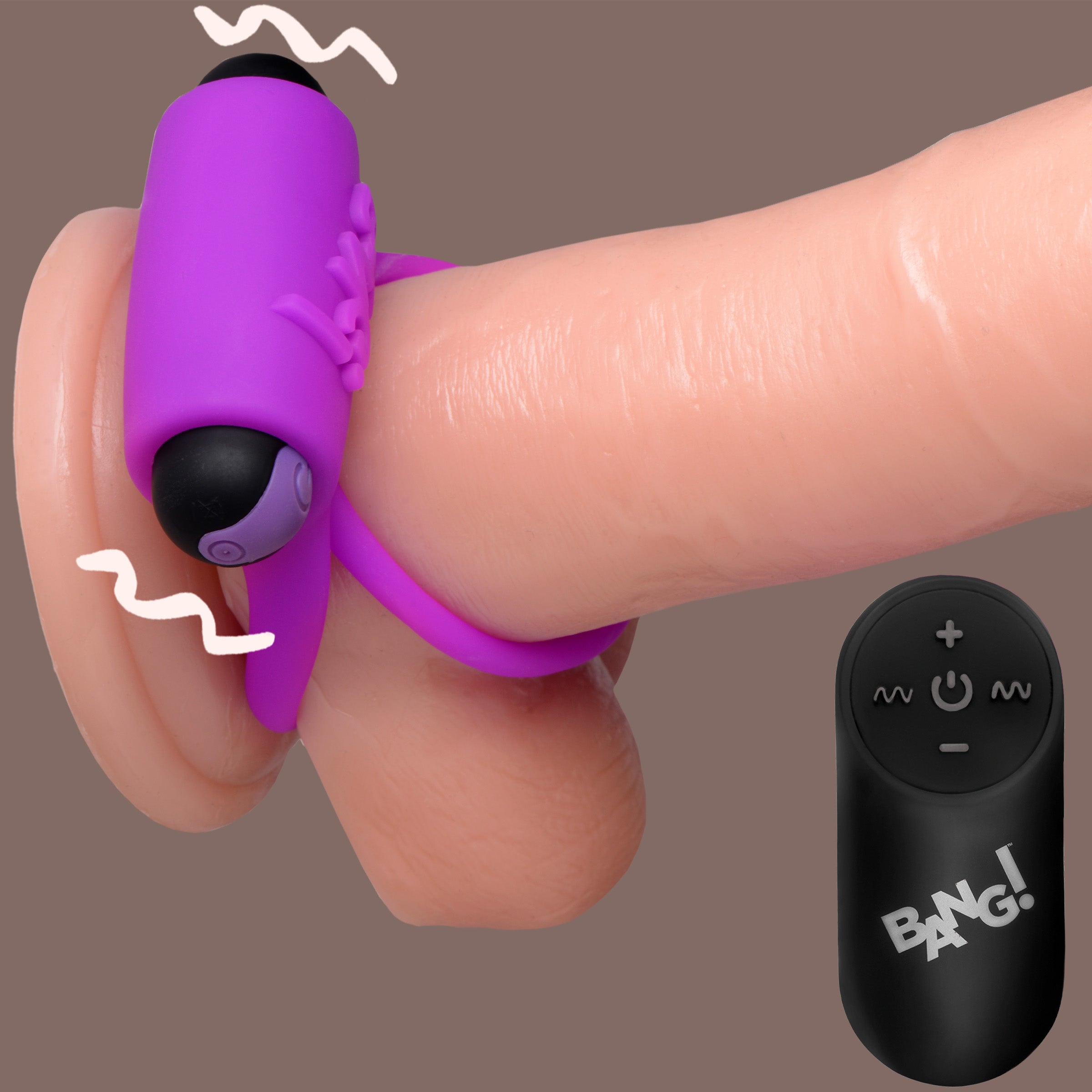 Bang! Remote Control 28X Vibrating Cock Ring and Bullet - Black Purple