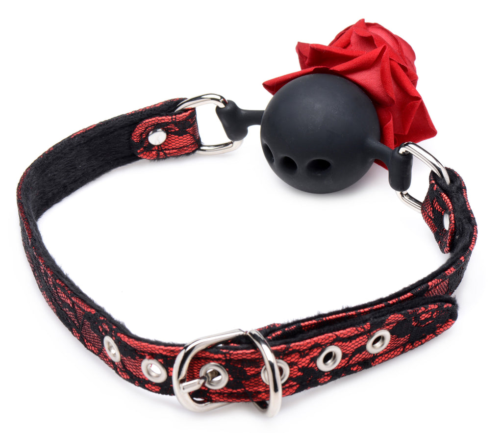Master Series Silicone Ball Gag with Rose Red