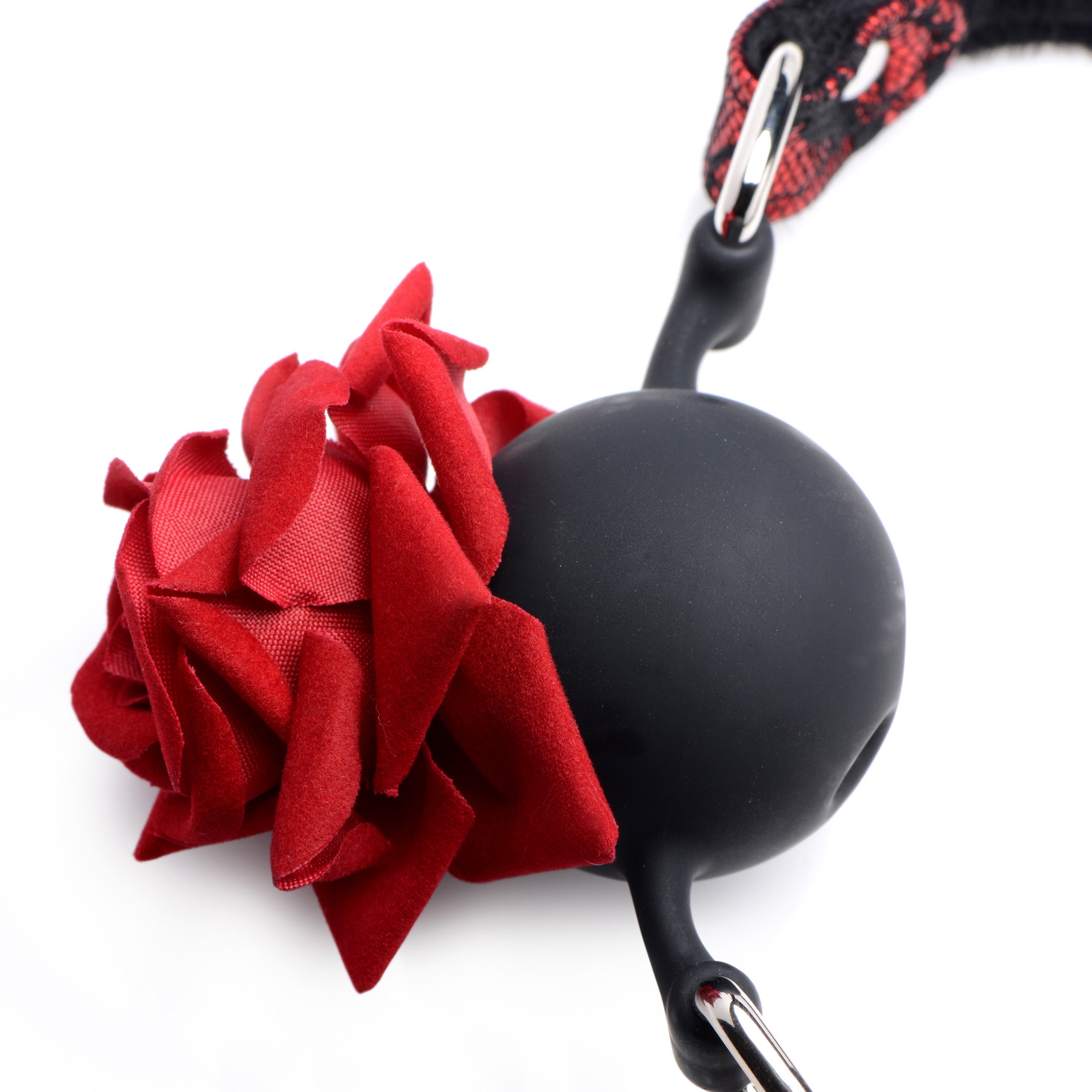 Master Series Silicone Ball Gag with Rose Red