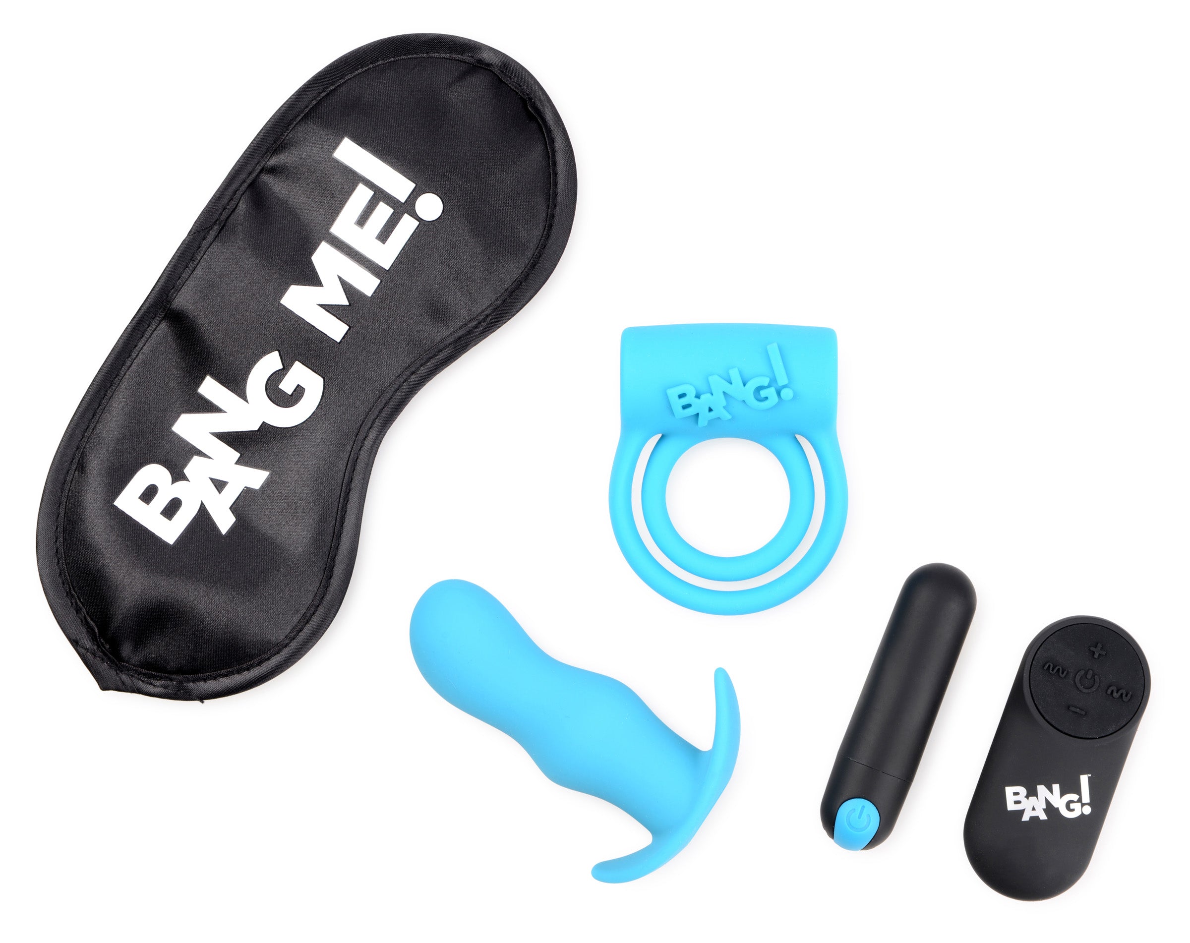 Bang! Duo Blast Remote Control Cock Ring and Butt Plug Vibe Kit Blue