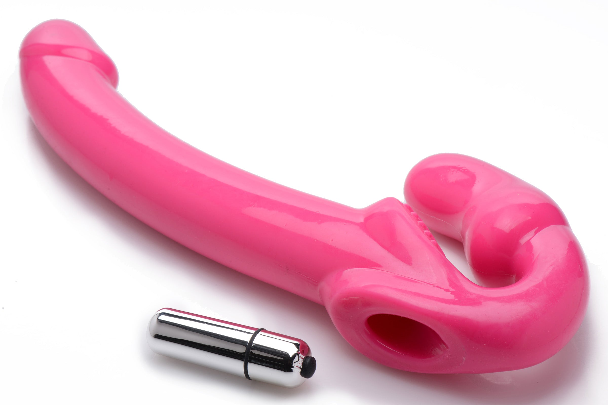 Strap U 7X Revolver Slim 8 inch Vibrating Strapless Strap-on Pink