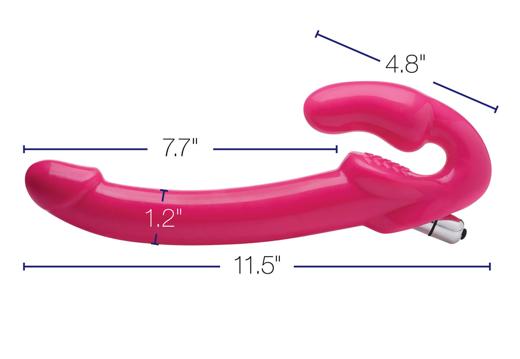 Strap U 7X Revolver Slim 8 inch Vibrating Strapless Strap-on Pink