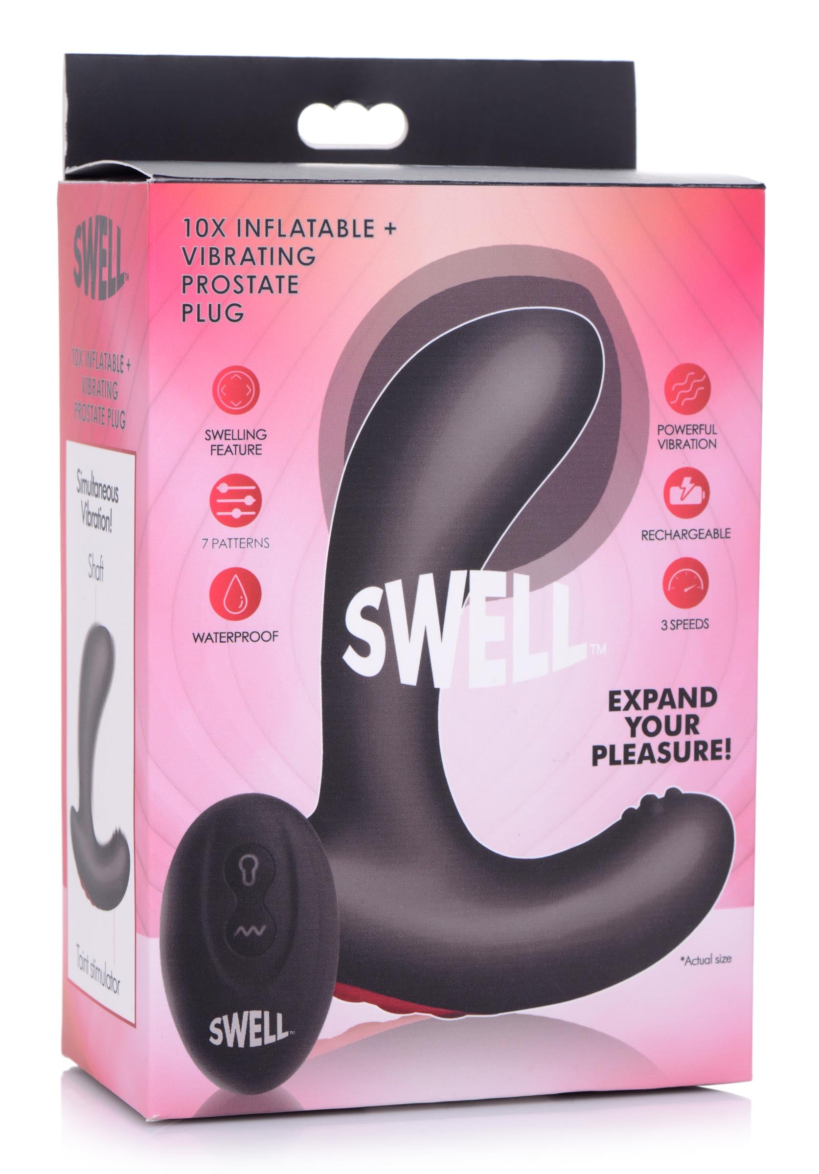 Swell 10X Inflatable and Vibrating Silicone Prostate Plug Black