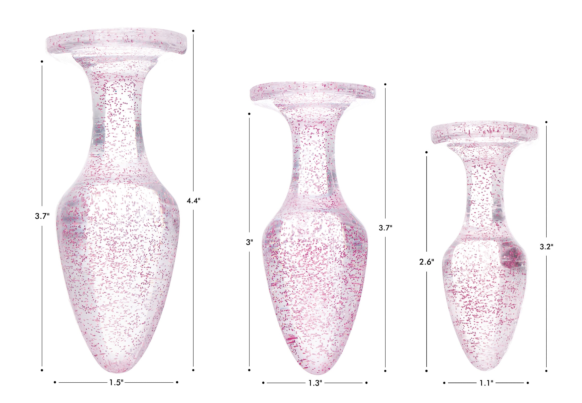 Booty Sparks Glitter Gem Anal Plug Set - Pink Pink