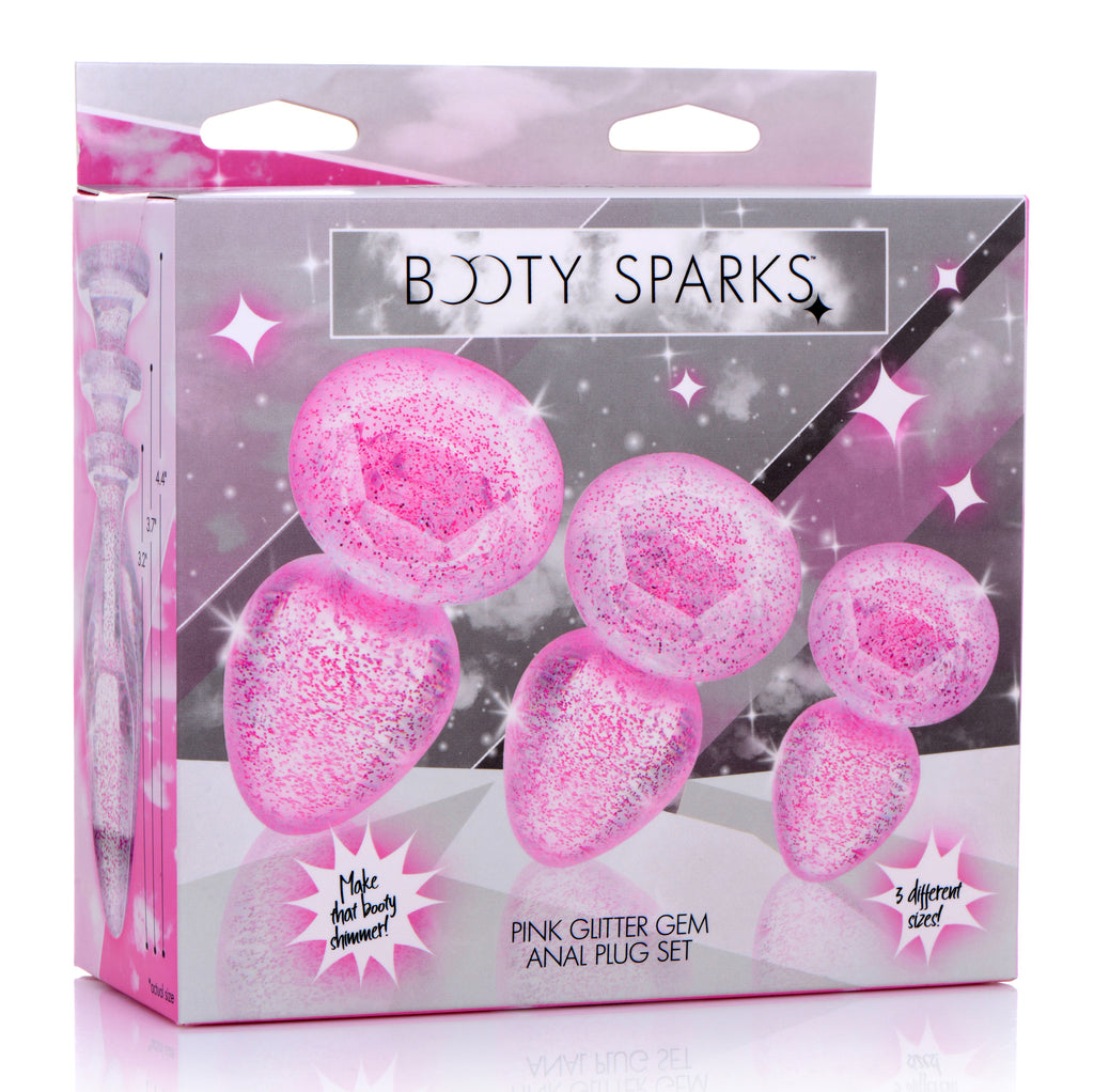 Booty Sparks Glitter Gem Anal Plug Set - Pink Pink