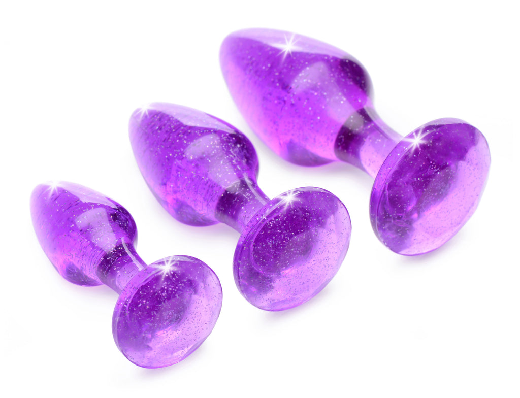Booty Sparks Glitter Gem Anal Plug Set - Pink Purple