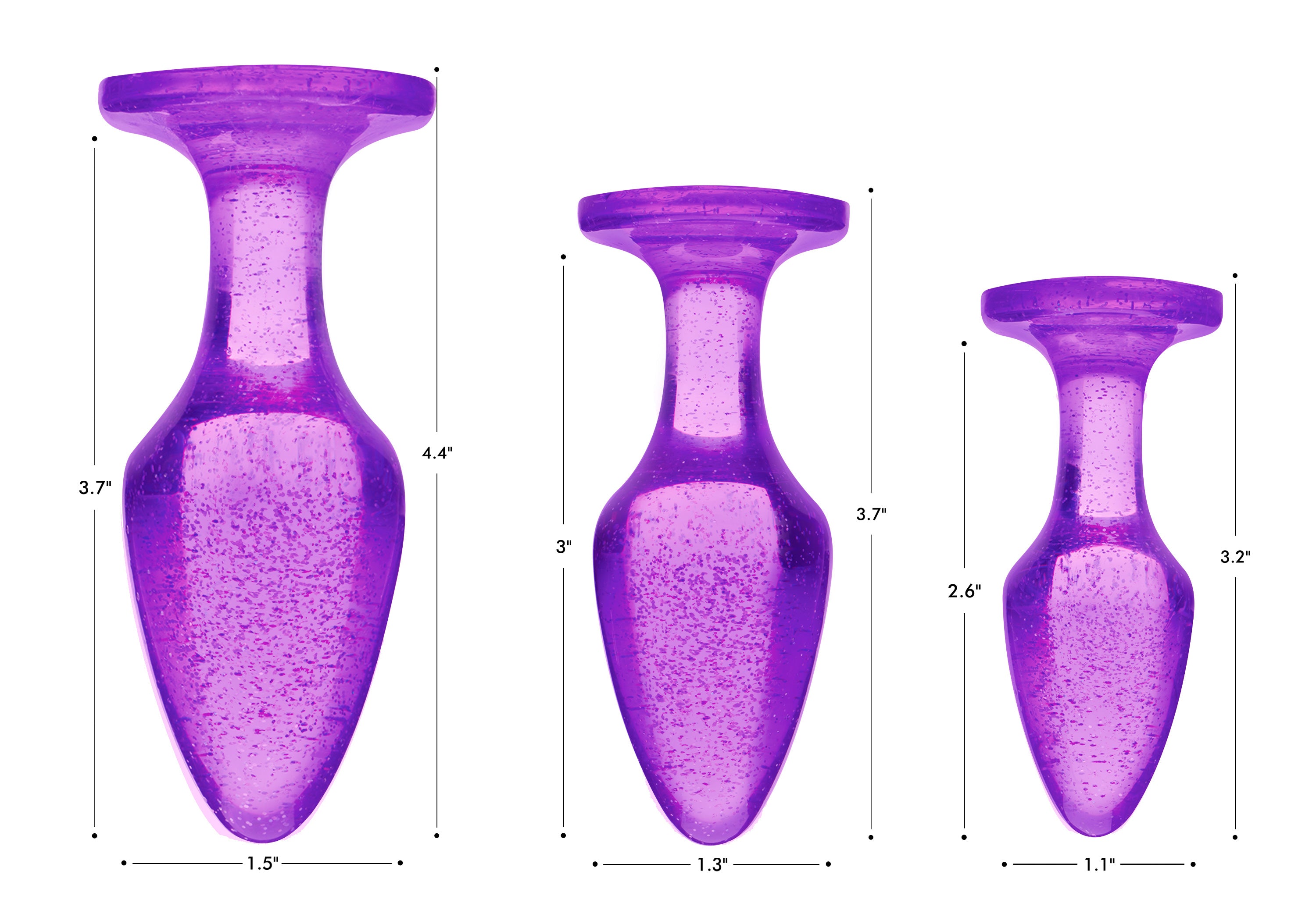 Booty Sparks Glitter Gem Anal Plug Set - Pink Purple