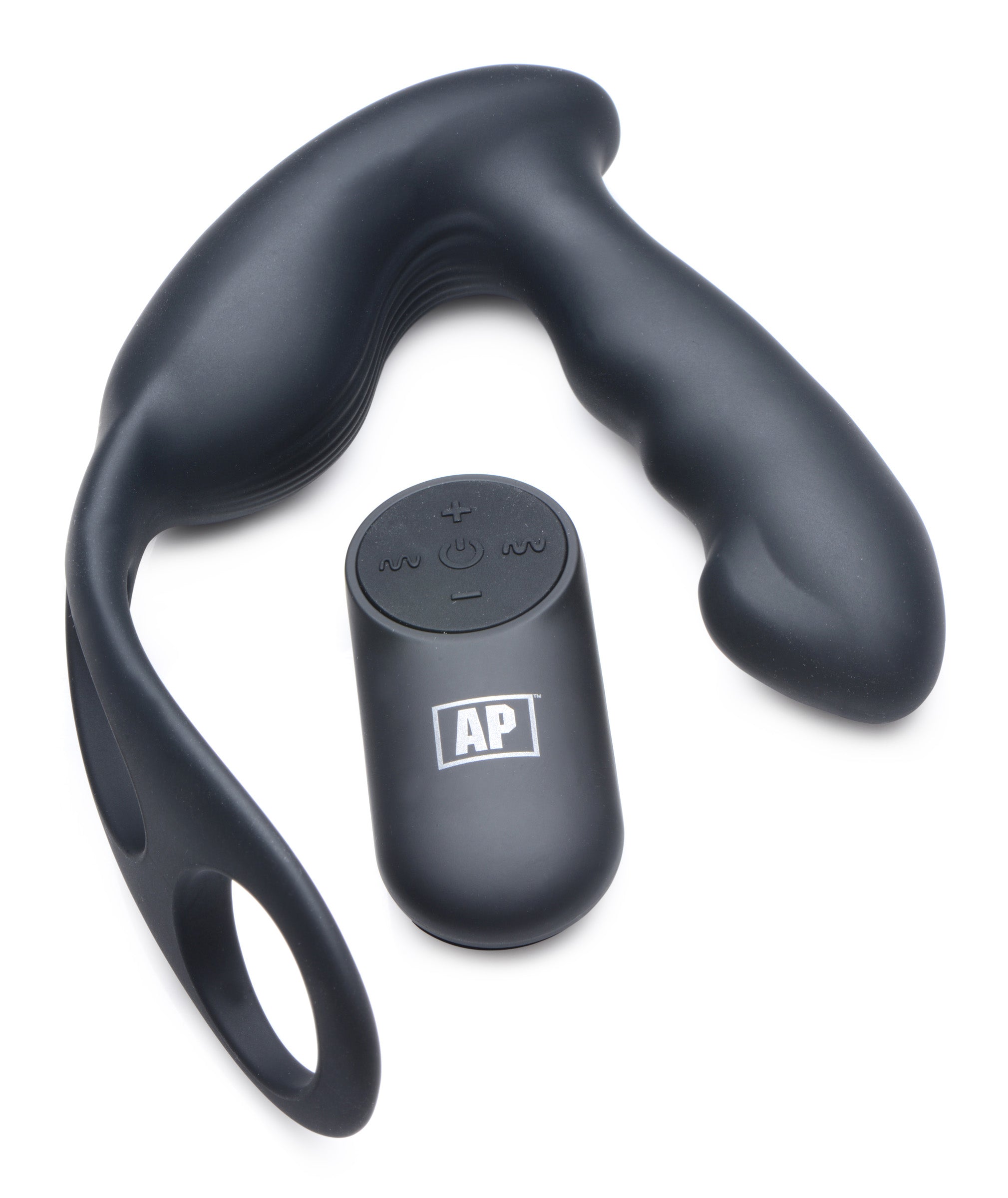 Alpha-Pro 7X P-Strap Milking and Vibrating Prostate Stimulator with Cock and Ball Harness Black