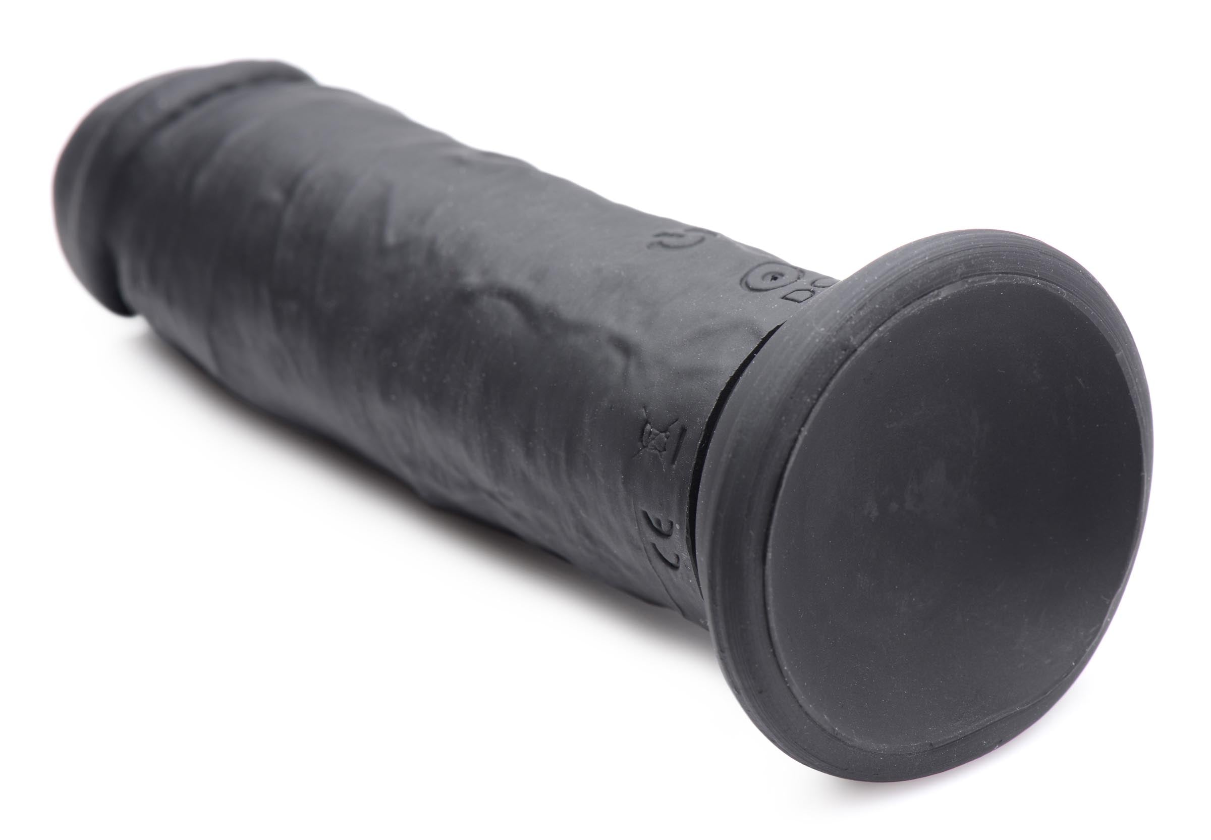 Strap U Power Player 28X Vibrating Silicone Dildo with Remote - Black Black