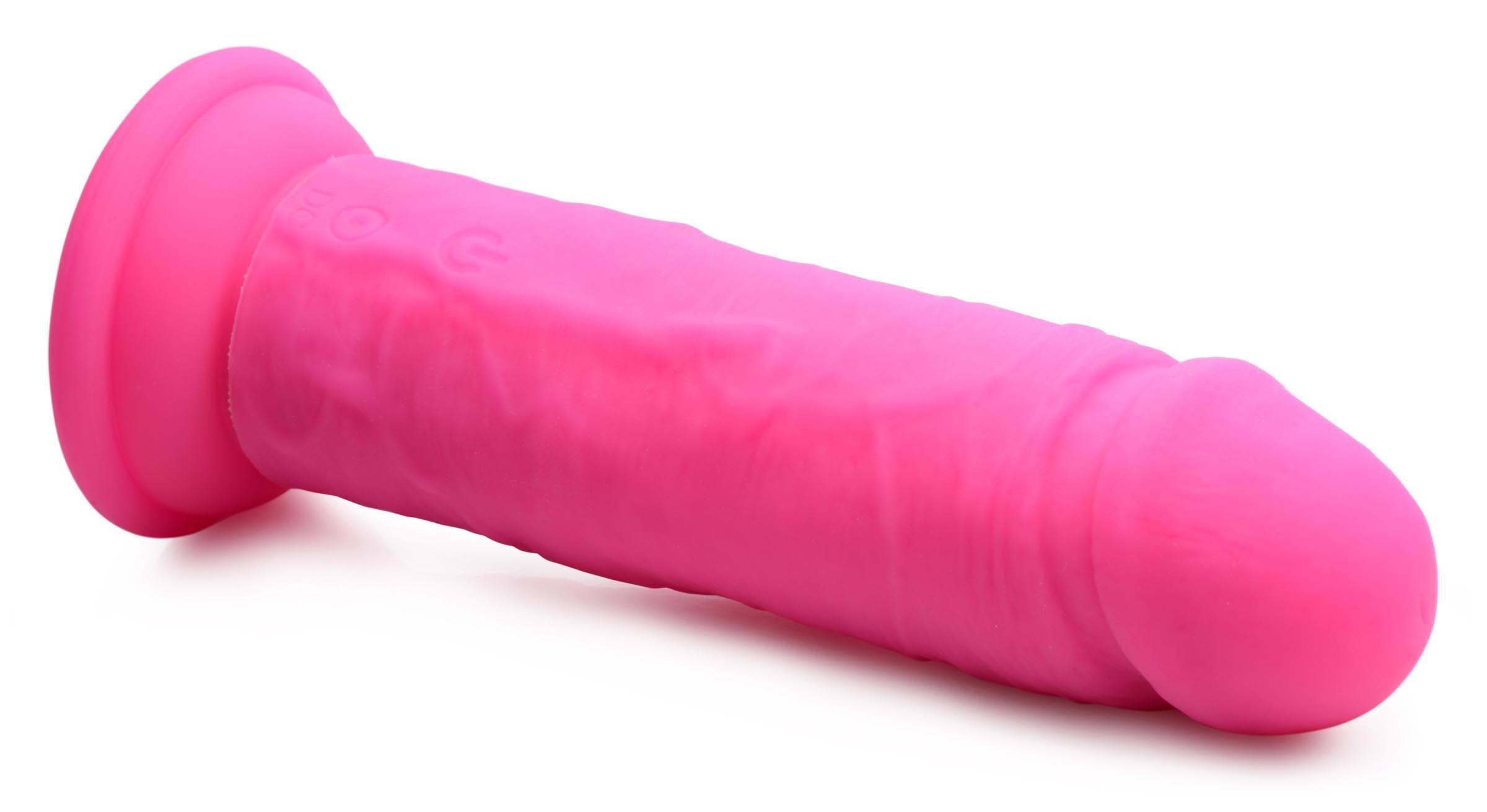 Strap U Power Player 28X Vibrating Silicone Dildo with Remote - Black Pink