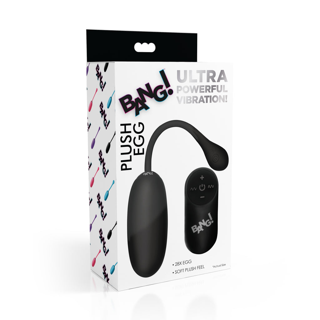 Bang! Remote Control 28X Silicone Plush Egg - Black Black