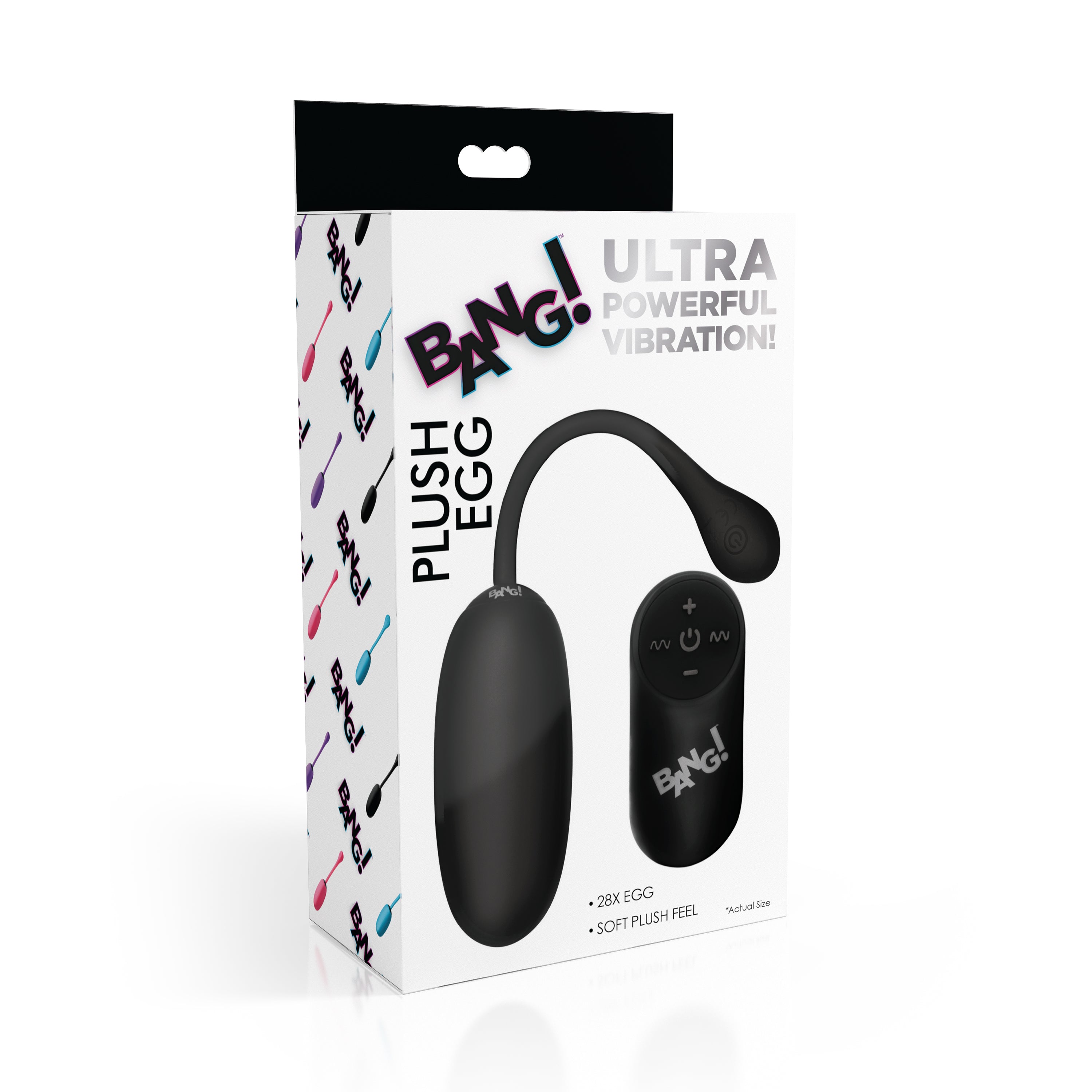 Bang! Remote Control 28X Silicone Plush Egg - Black Black