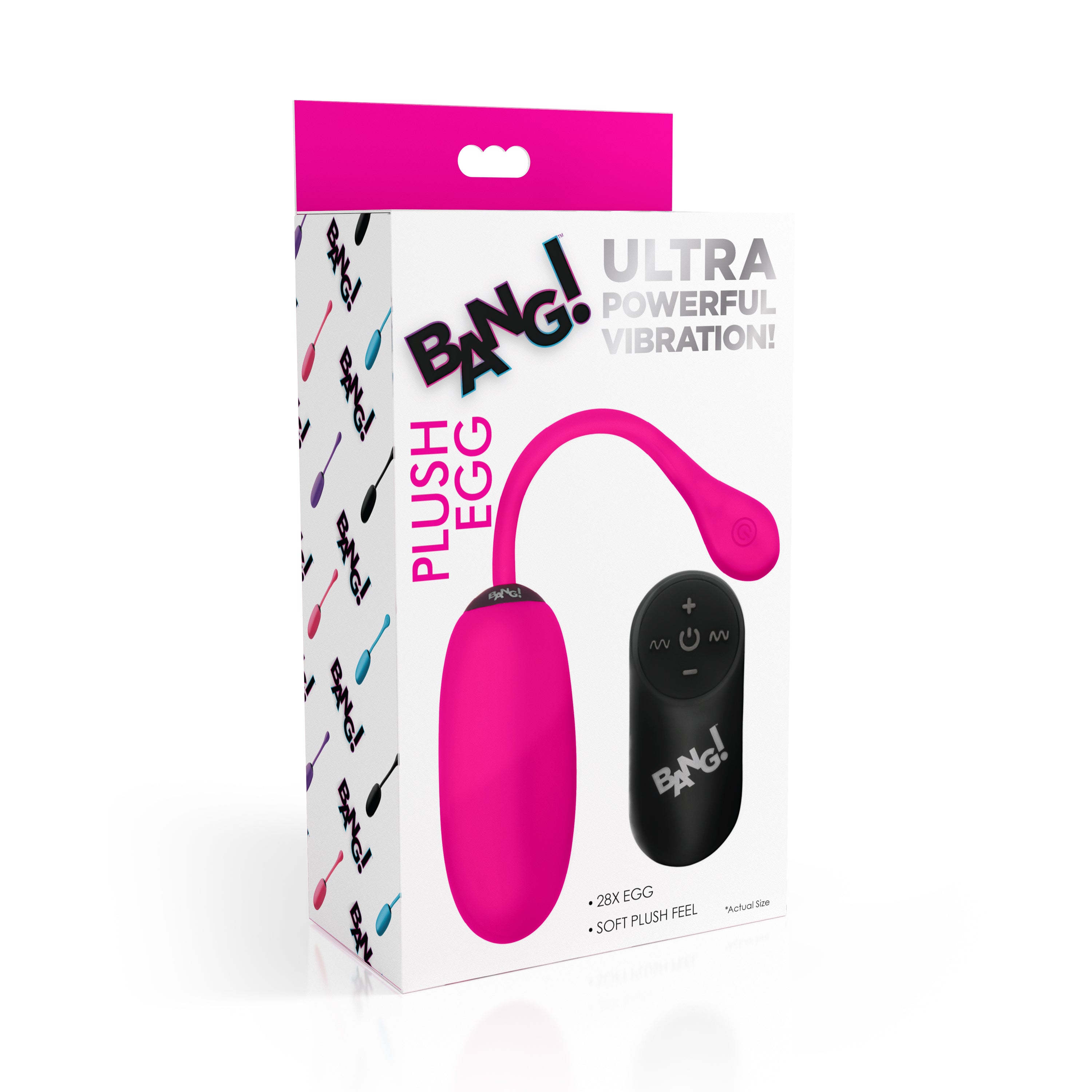 Bang! Remote Control 28X Silicone Plush Egg - Black Pink