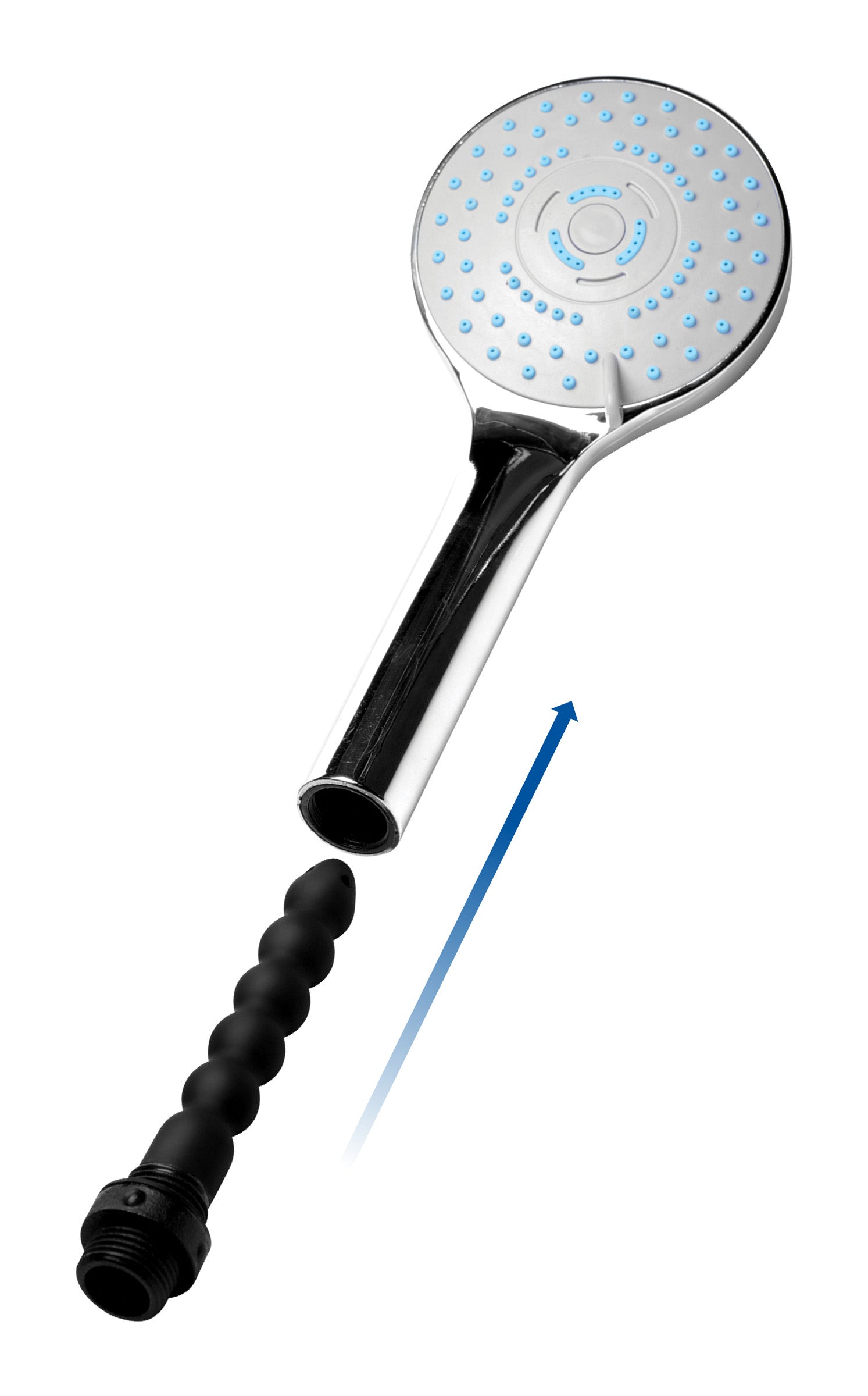 CleanStream Shower Head with Silicone Enema Nozzle Black