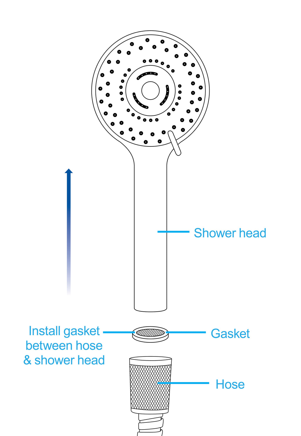 CleanStream Shower Head with Silicone Enema Nozzle Black