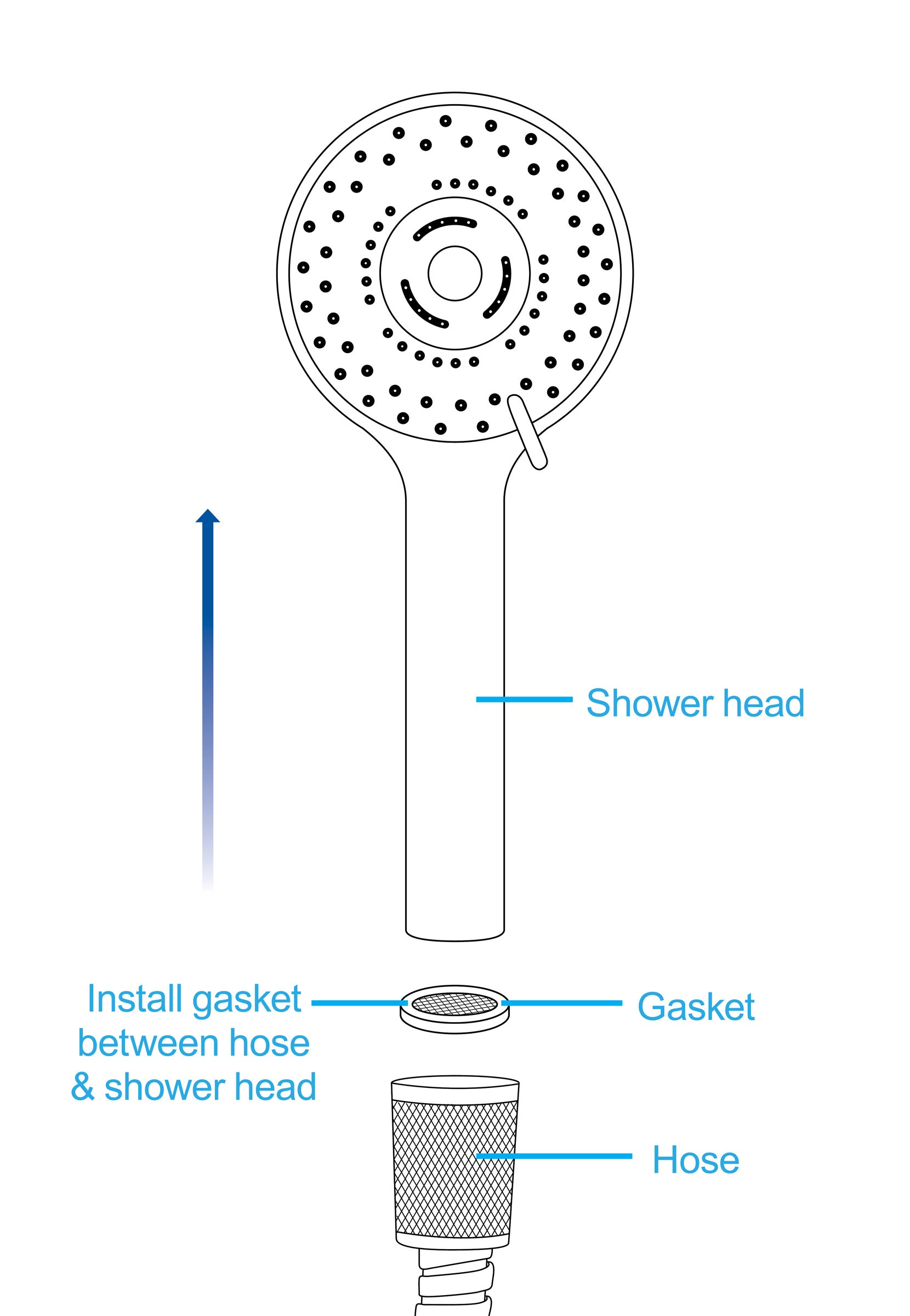 CleanStream Shower Head with Silicone Enema Nozzle Black