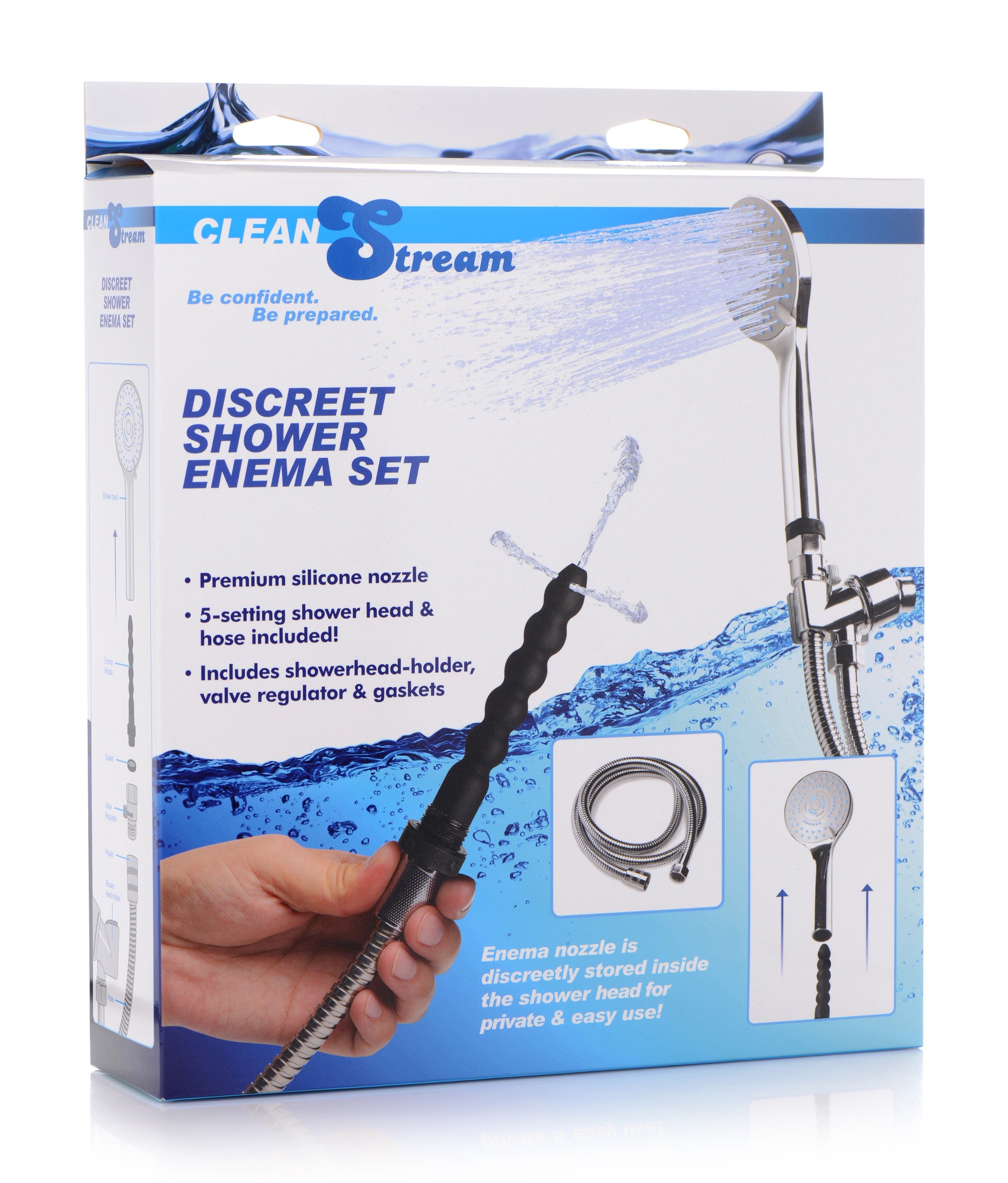 CleanStream Discreet Silicone Shower Enema Set Black