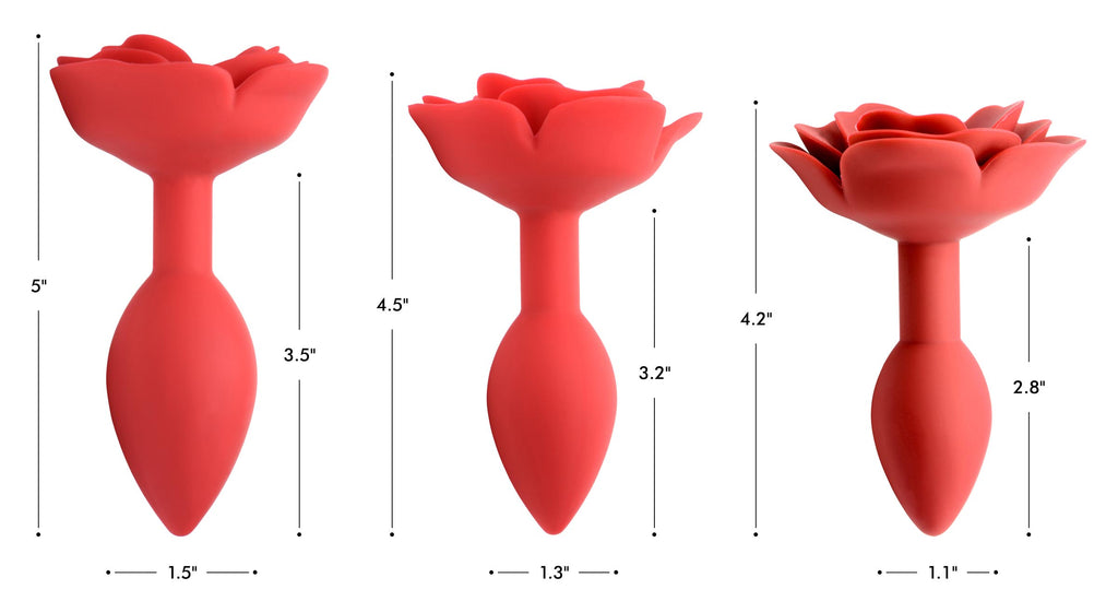 Master Series Booty Bloom Silicone Rose Anal Plug - Small Red