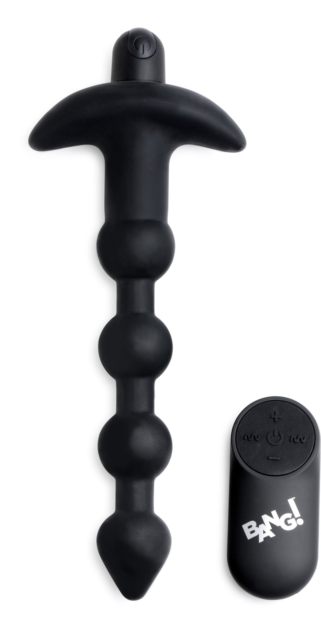 Bang! Remote Control Vibrating Silicone Anal Beads - Black Black