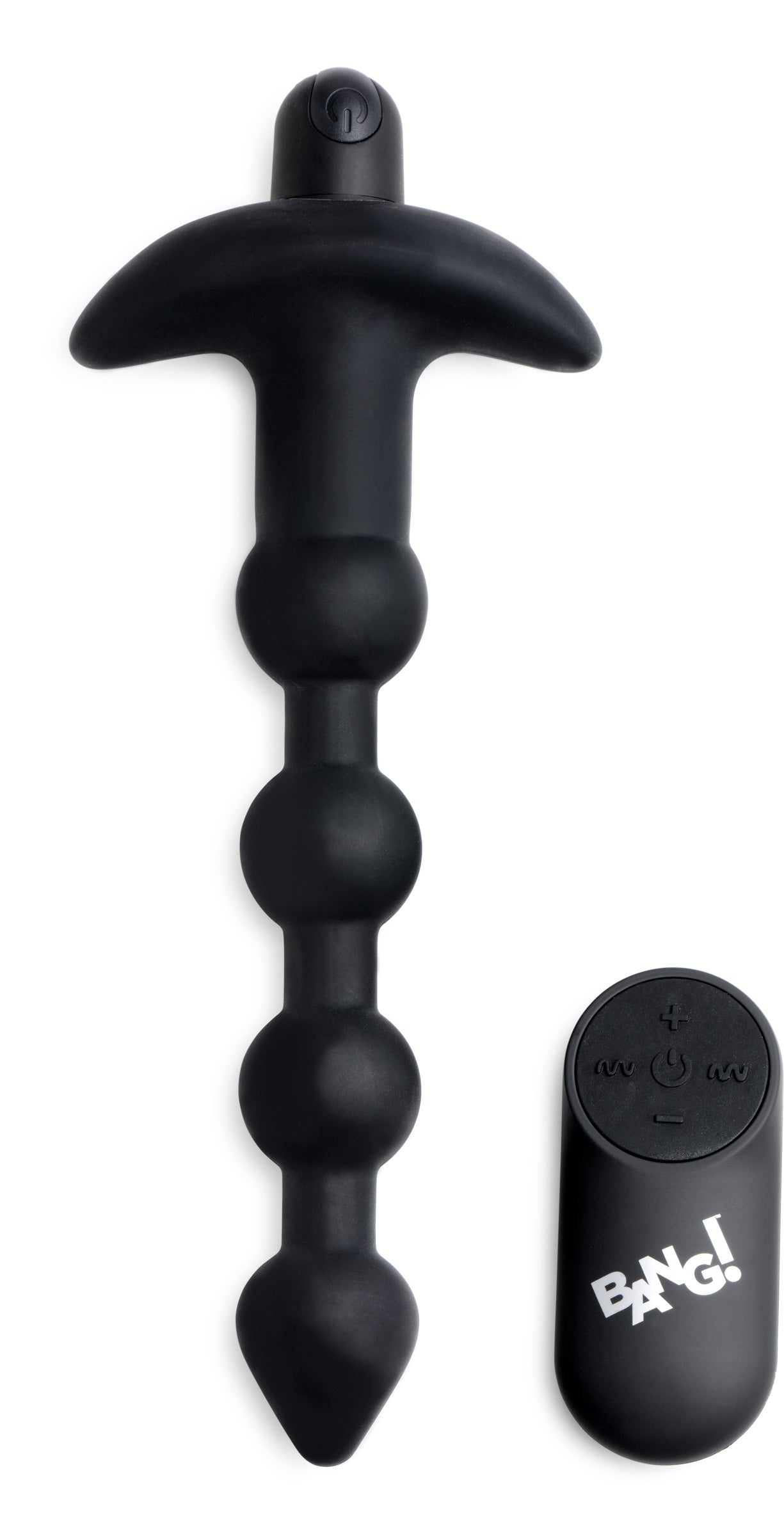 Bang! Remote Control Vibrating Silicone Anal Beads - Black Black