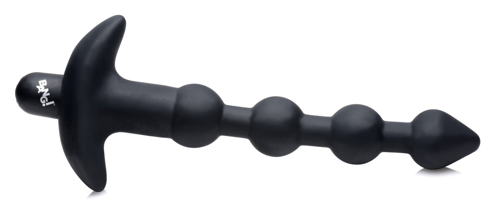 Bang! Remote Control Vibrating Silicone Anal Beads - Black Black