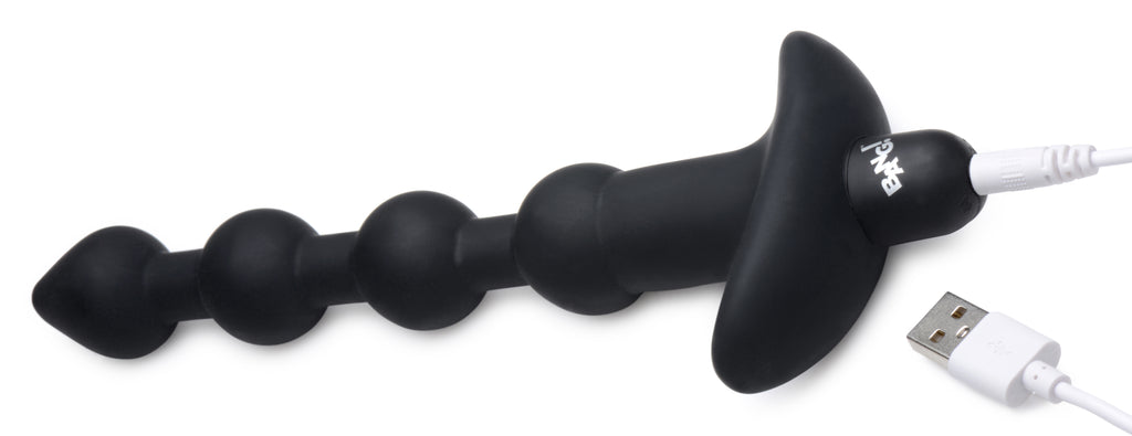 Bang! Remote Control Vibrating Silicone Anal Beads - Black Black