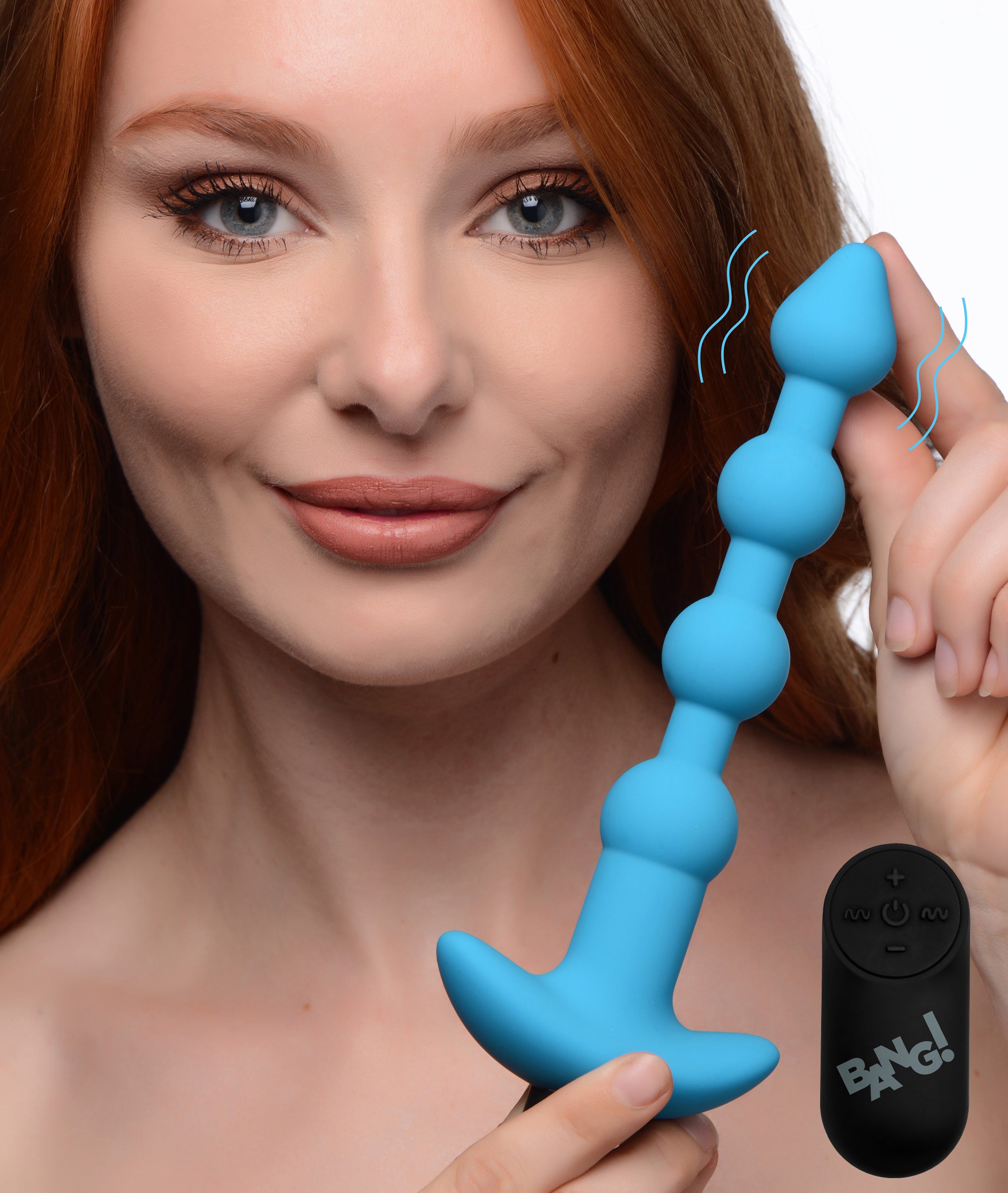 Bang! Remote Control Vibrating Silicone Anal Beads - Black Blue