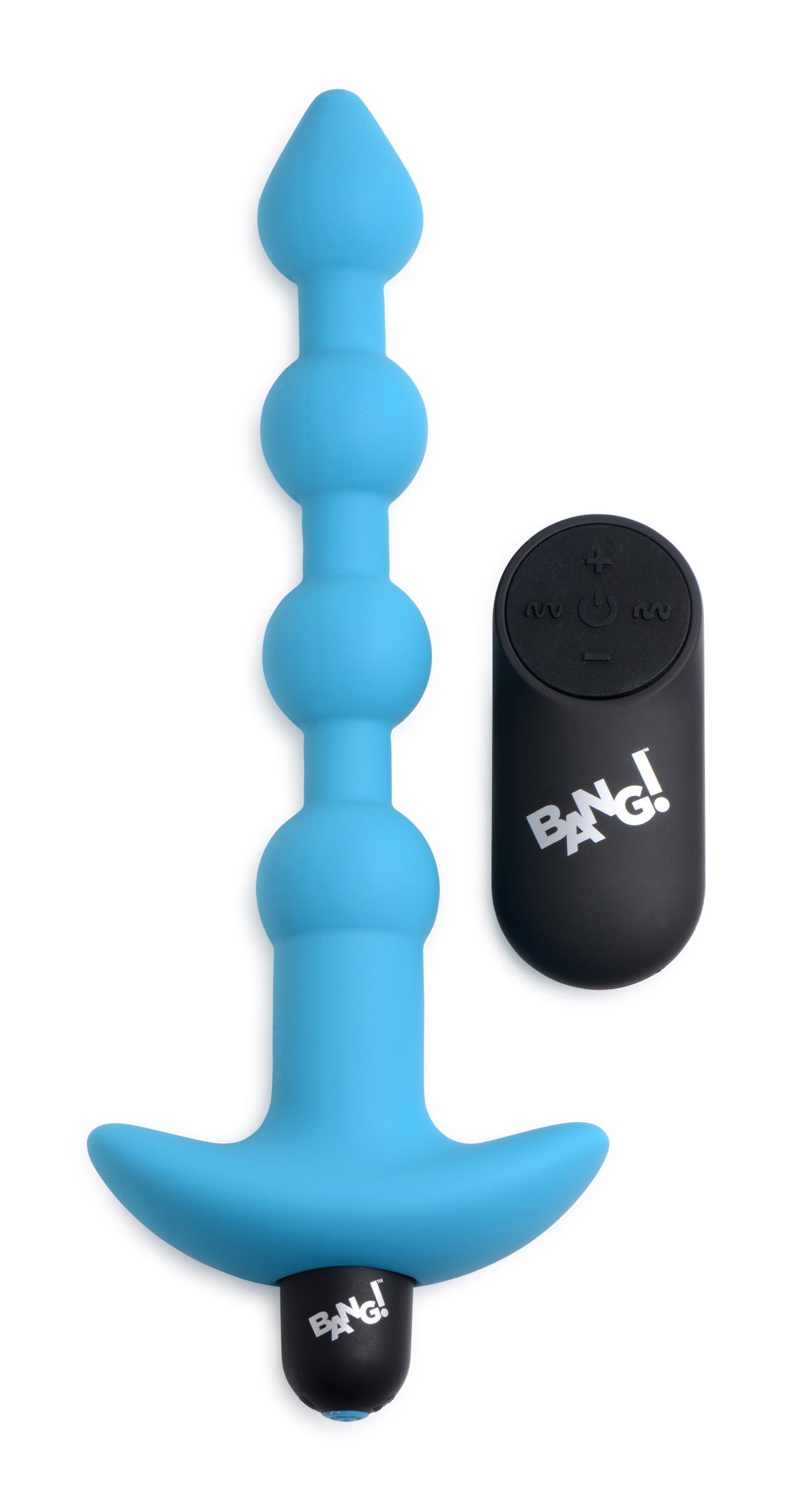 Bang! Remote Control Vibrating Silicone Anal Beads - Black Blue