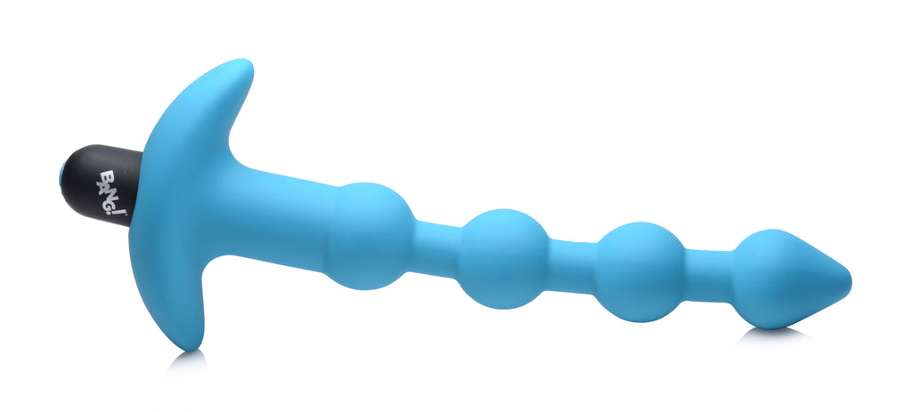 Bang! Remote Control Vibrating Silicone Anal Beads - Black Blue
