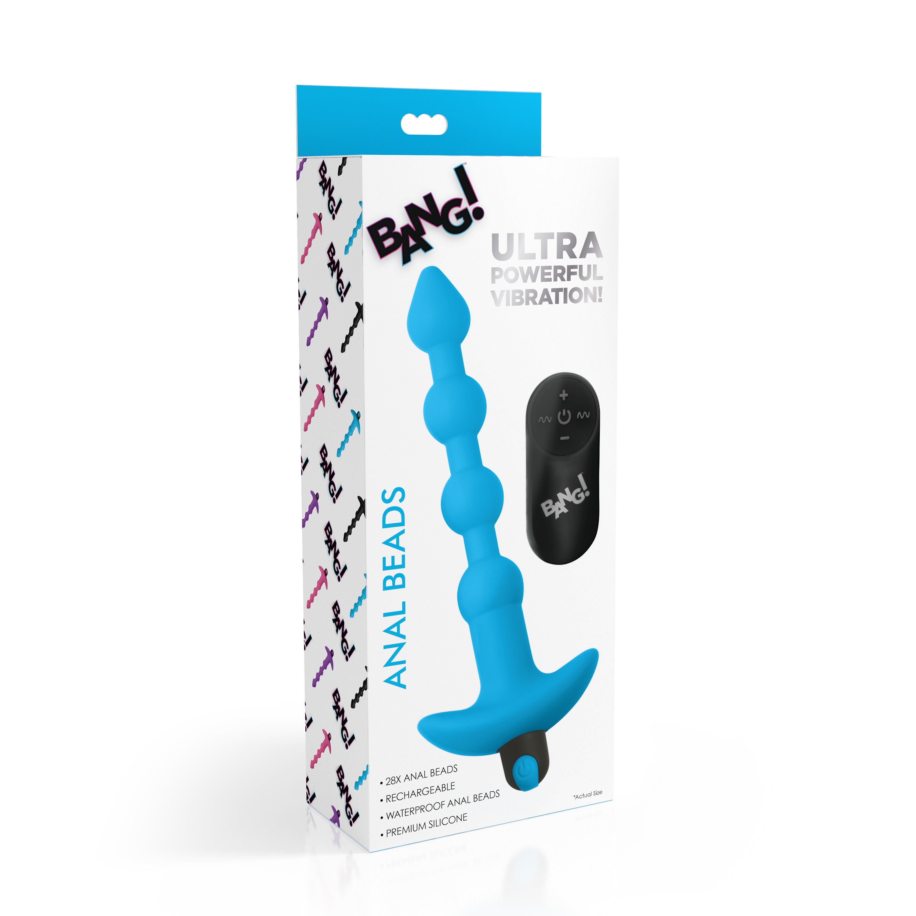 Bang! Remote Control Vibrating Silicone Anal Beads - Black Blue