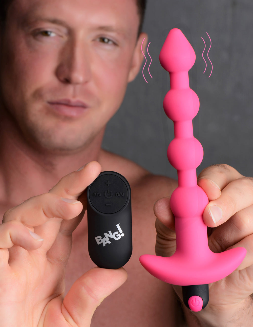 Bang! Remote Control Vibrating Silicone Anal Beads - Black Pink