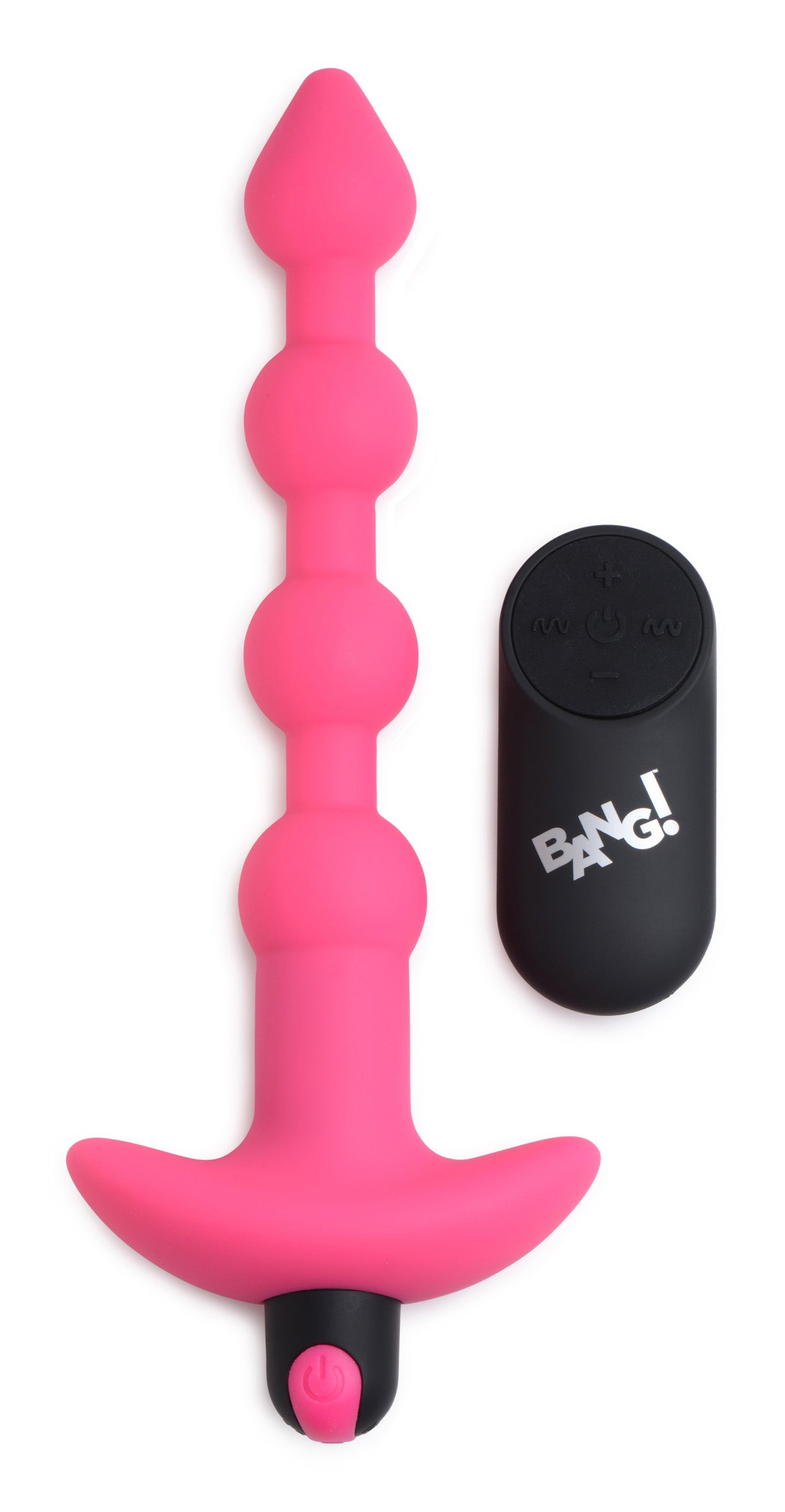 Bang! Remote Control Vibrating Silicone Anal Beads - Black Pink
