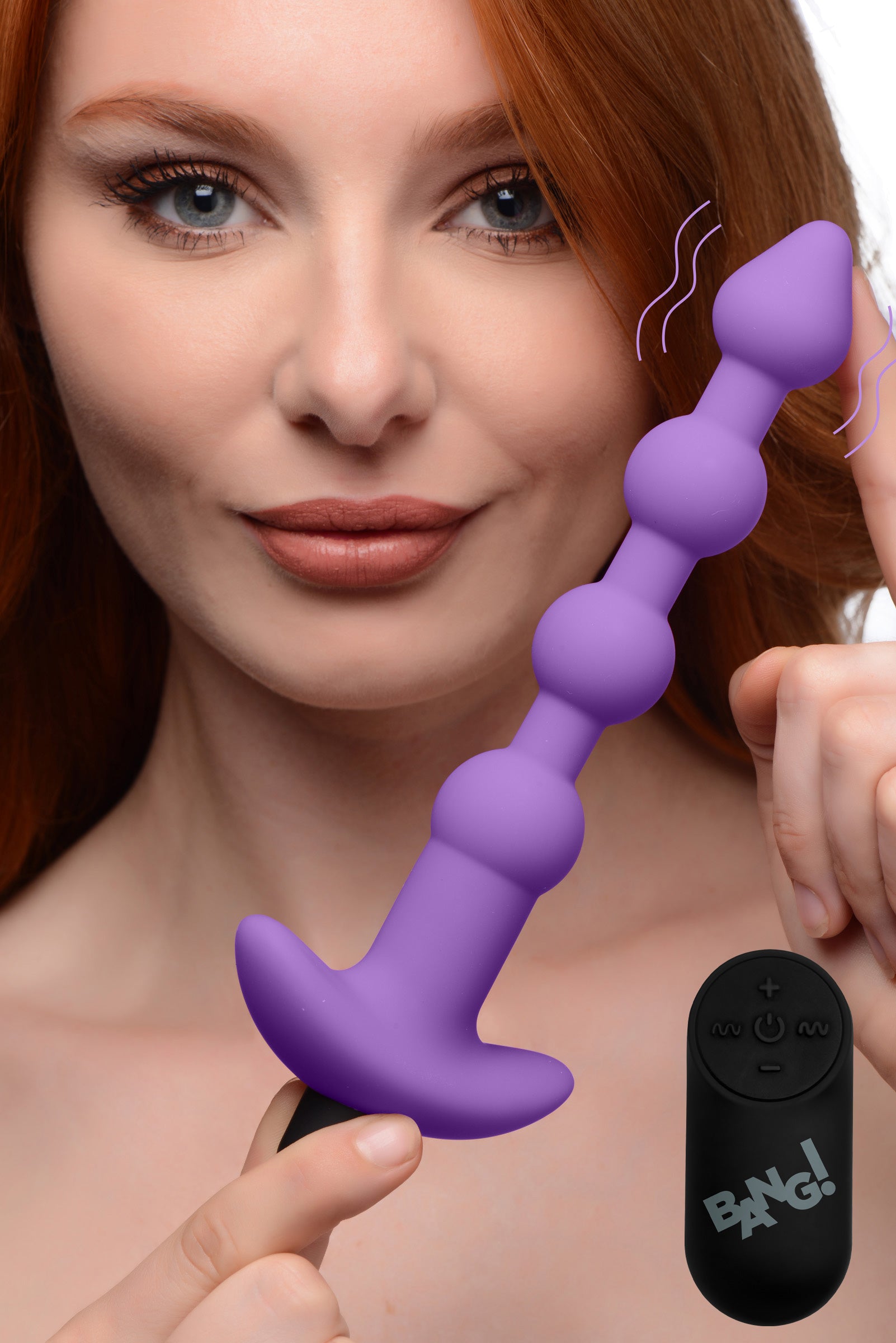 Bang! Remote Control Vibrating Silicone Anal Beads - Black Purple
