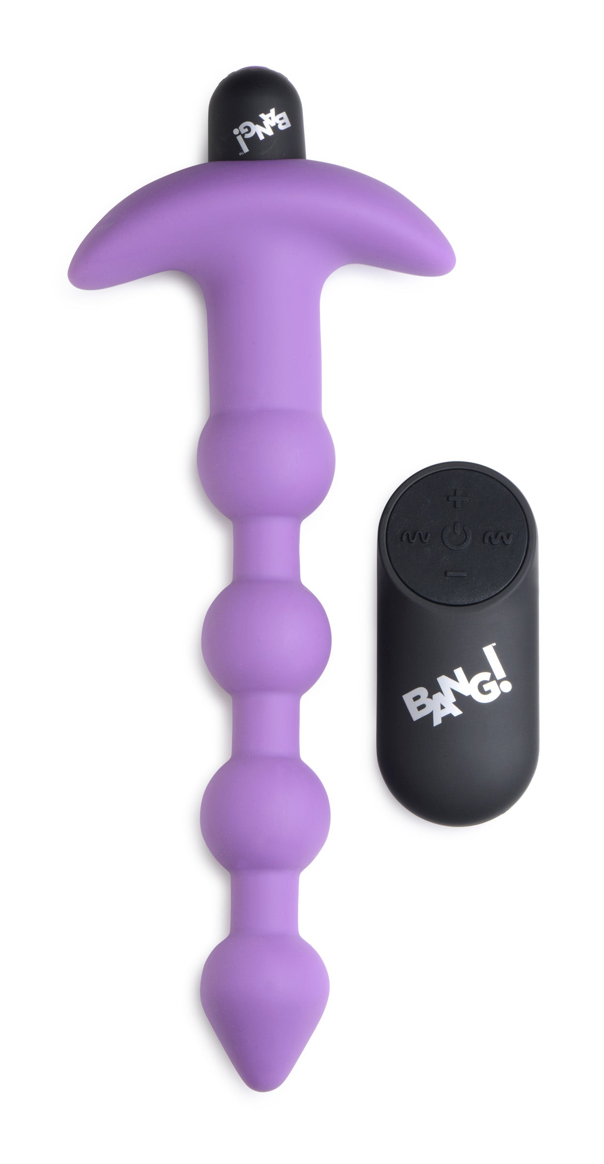 Bang! Remote Control Vibrating Silicone Anal Beads - Black Purple