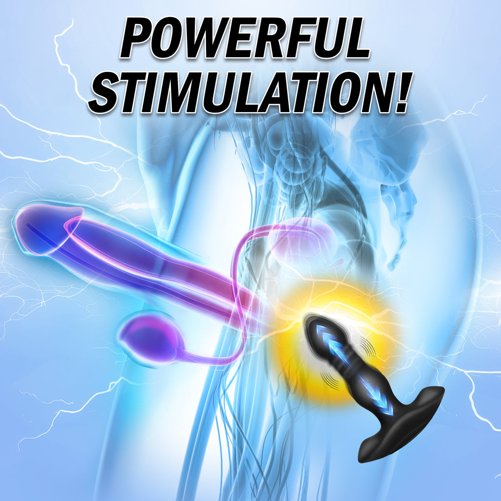 Thunderplugs Vibrating and Thrusting Remote Control Silicone Anal Plug Black