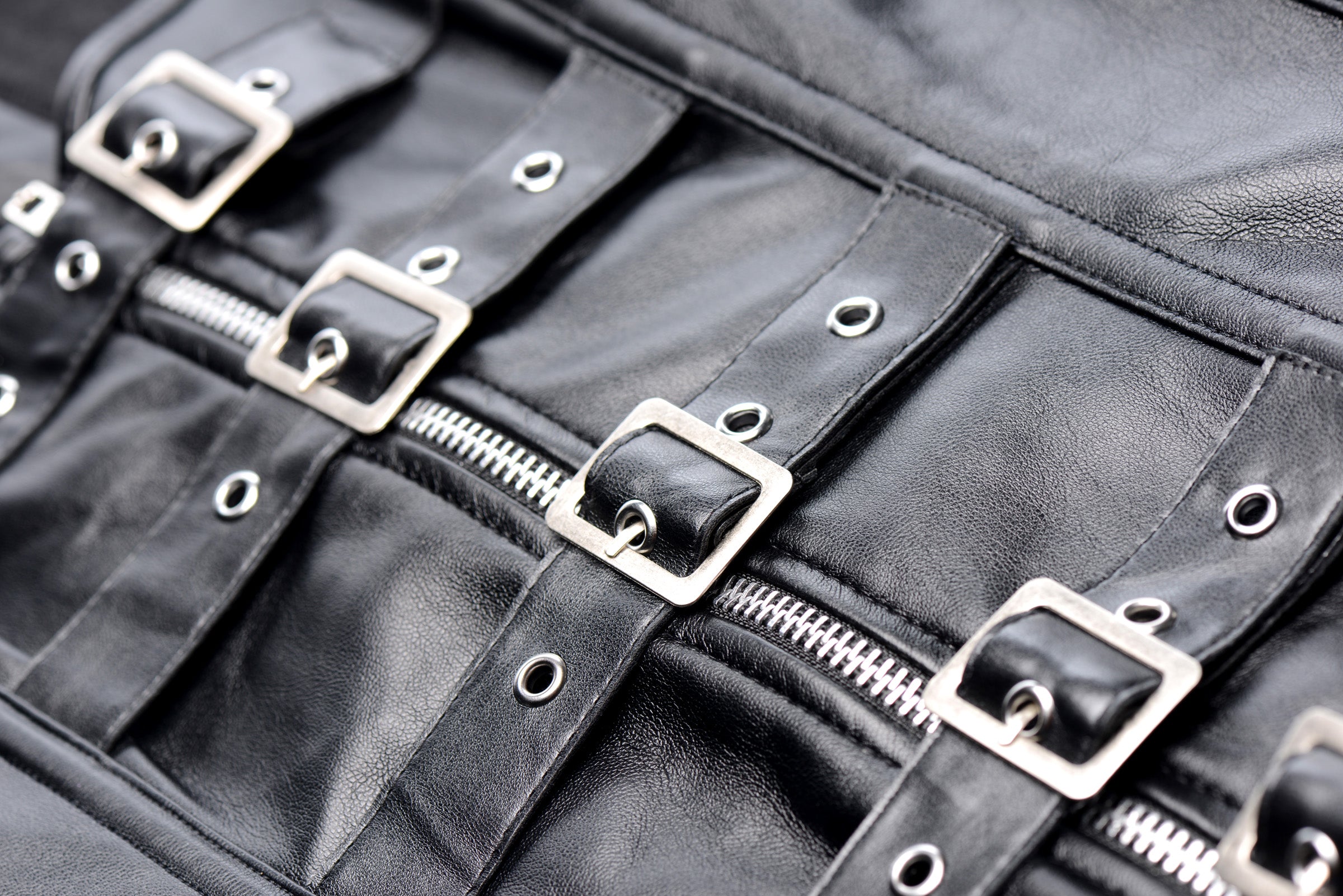 Strict Lace-up Corset and Thong - Large Black