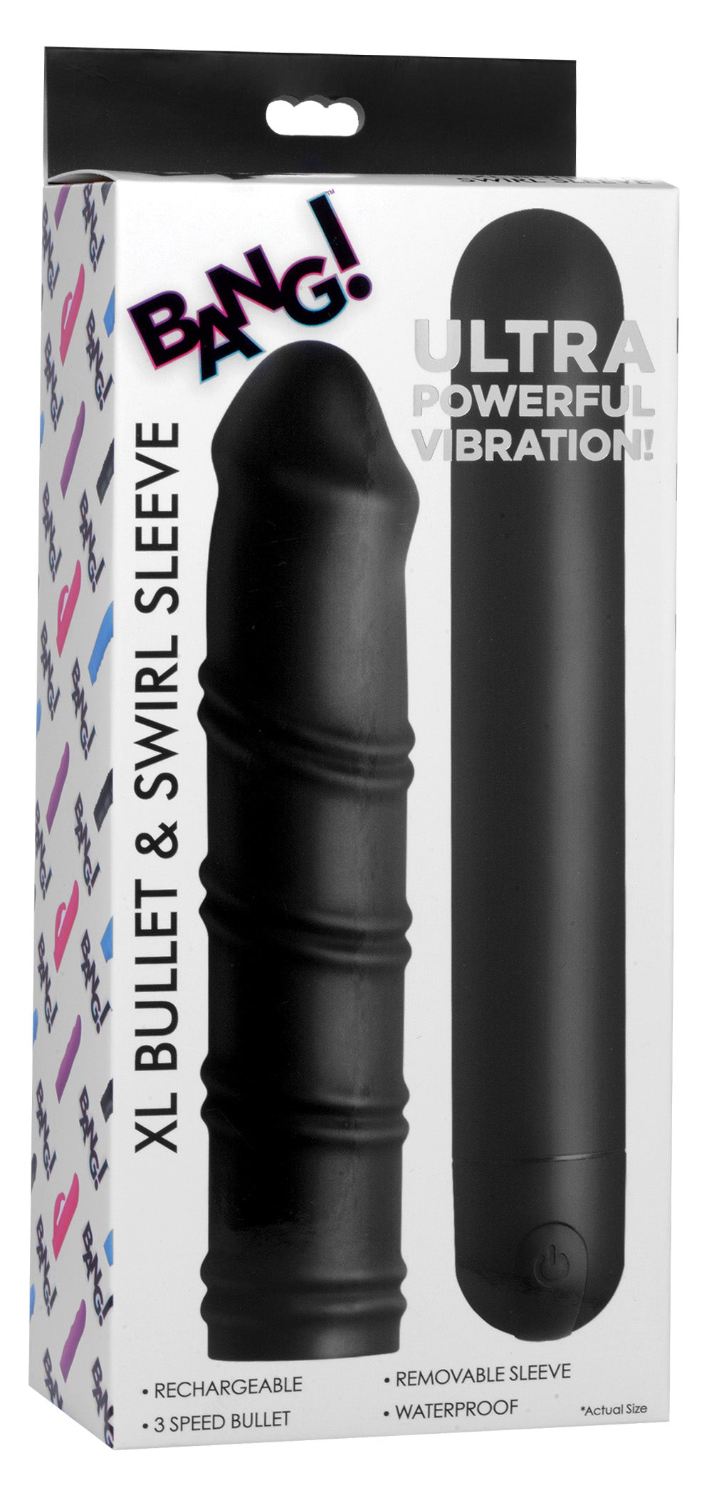 Bang! XL Silicone Bullet and Swirl Sleeve Black
