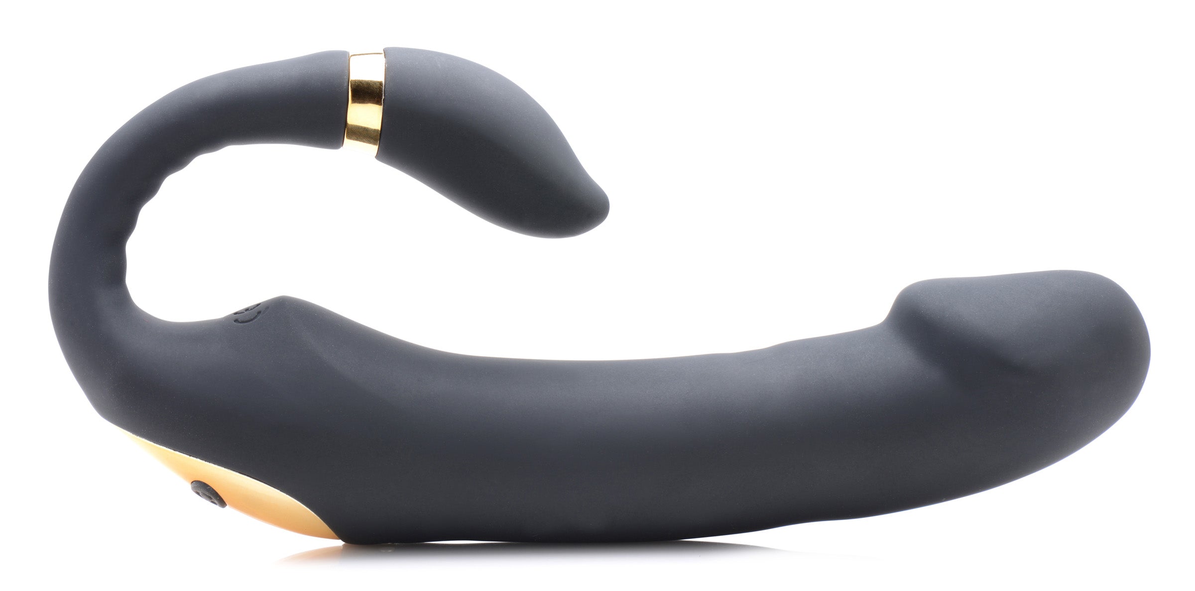 Inmi 10X Pleasure Pose Come Hither Silicone Vibrator with Poseable Clit Stimulator Black