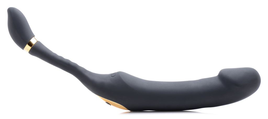 Inmi 10X Pleasure Pose Come Hither Silicone Vibrator with Poseable Clit Stimulator Black