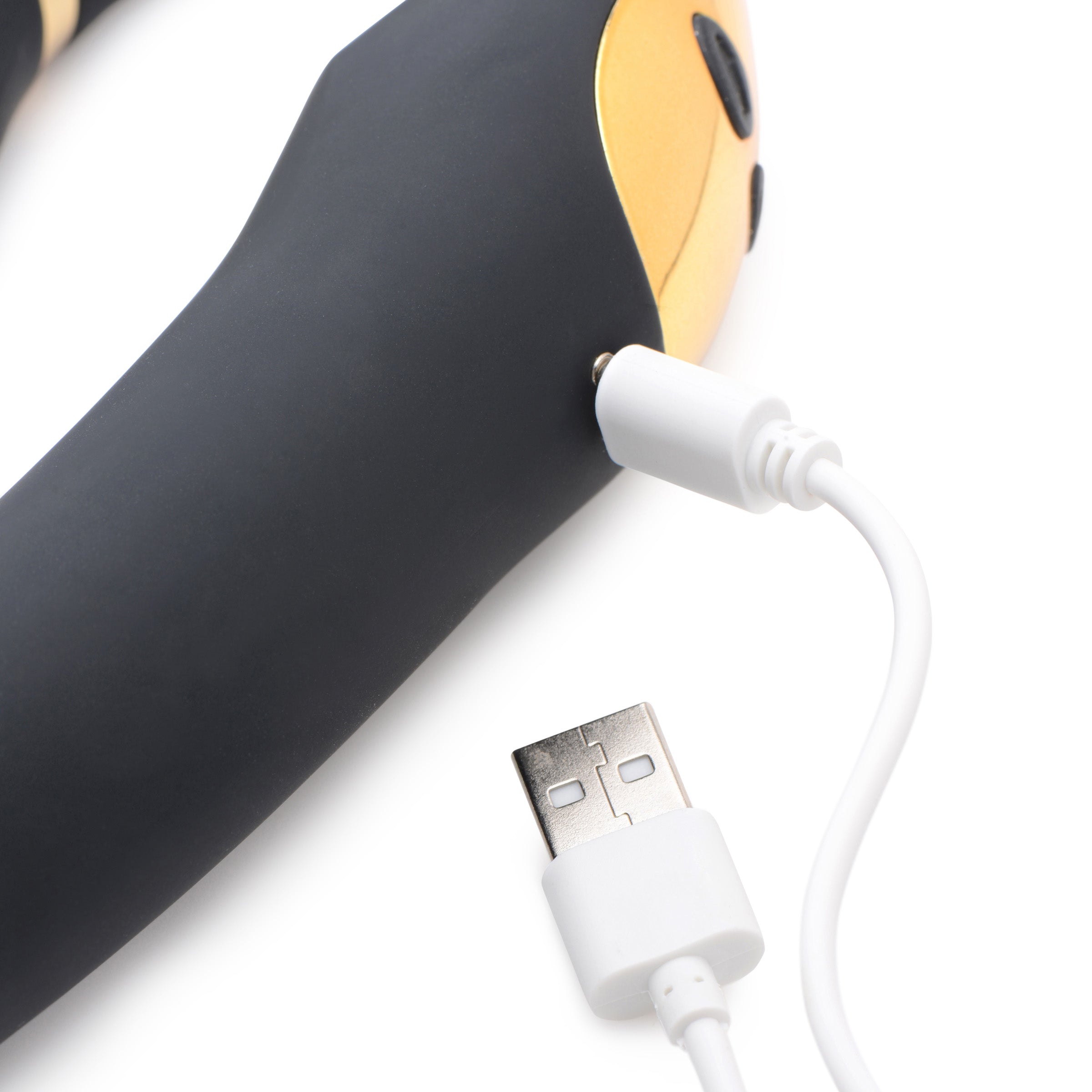 Inmi 10X Pleasure Pose Come Hither Silicone Vibrator with Poseable Clit Stimulator Black