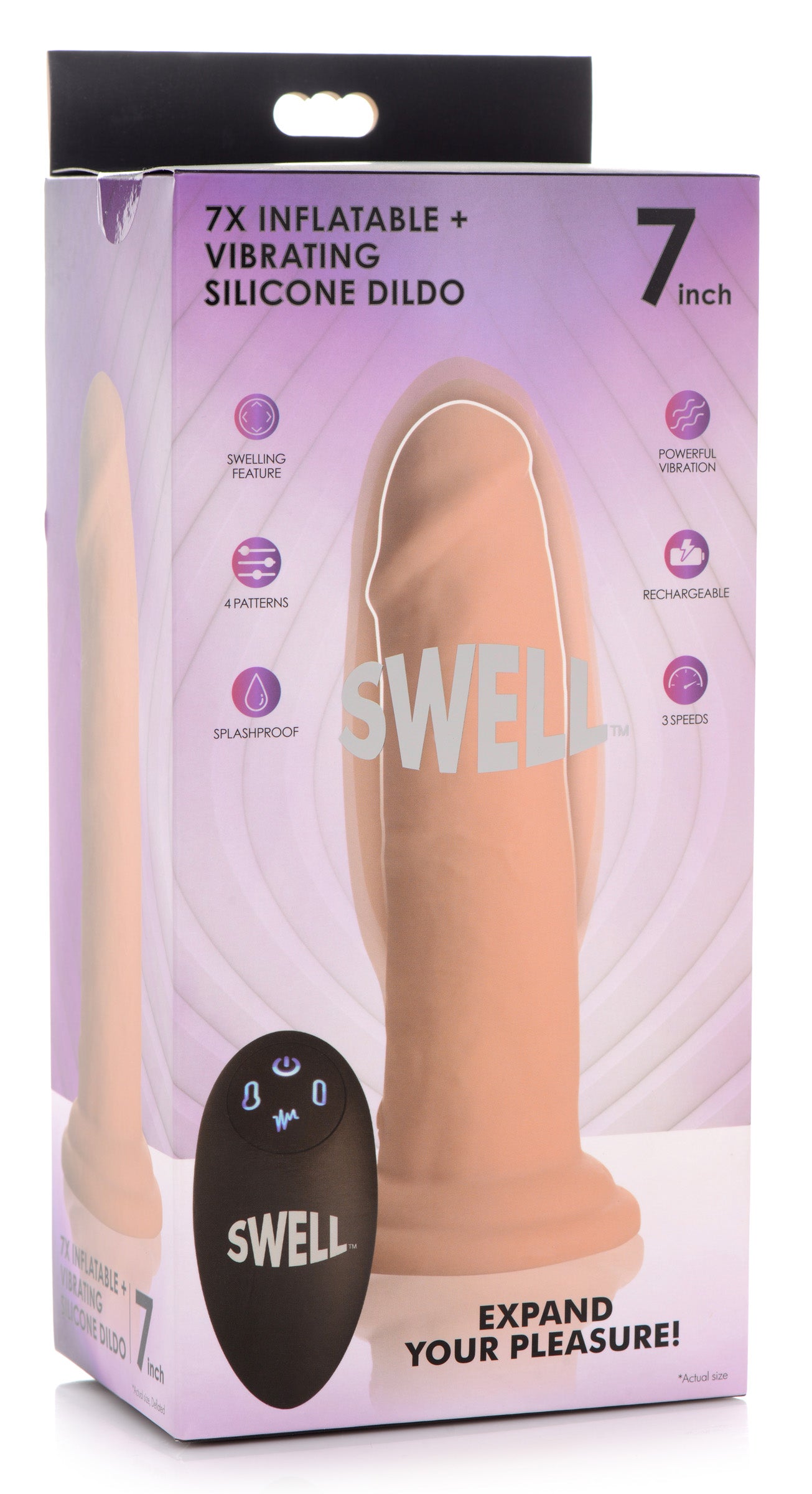Swell 7X Inflatable and Vibrating Remote Control Silicone Dildo - 7 Inch Flesh