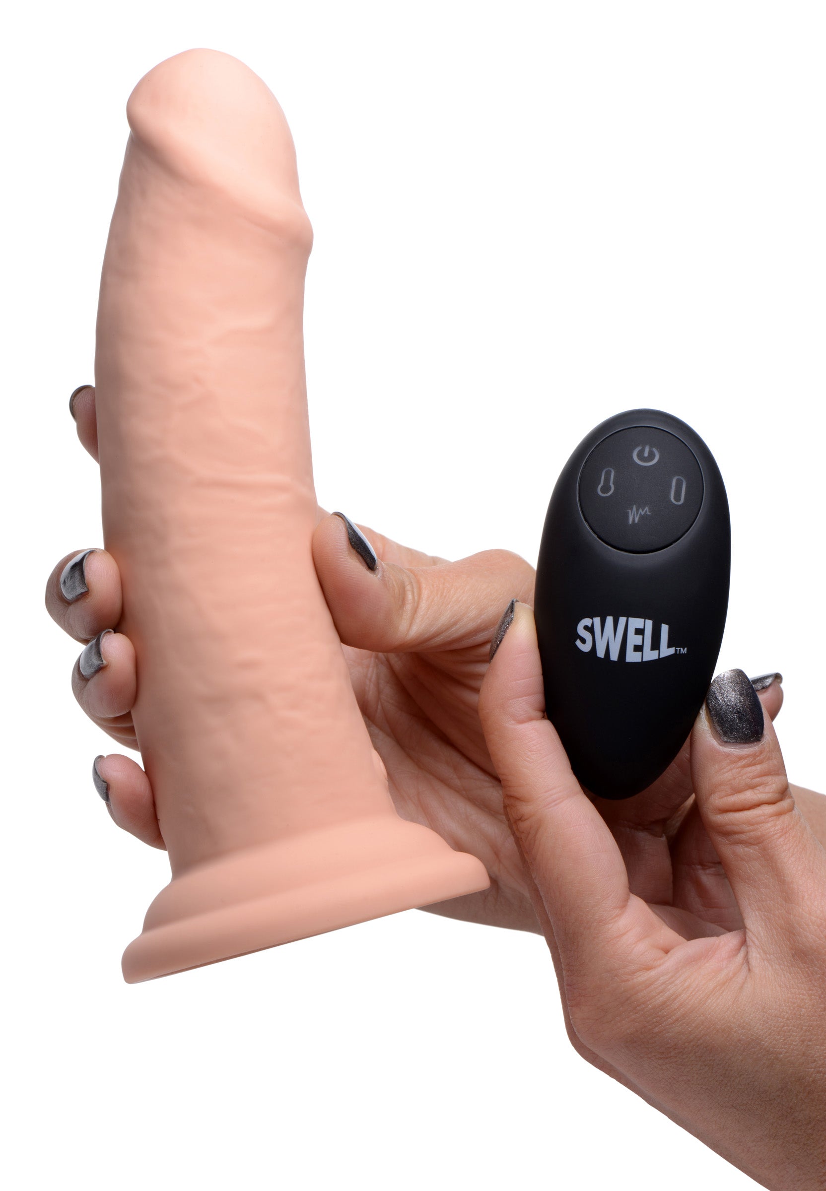 Swell 7X Inflatable and Vibrating Remote Control Silicone Dildo - 7 Inch Flesh