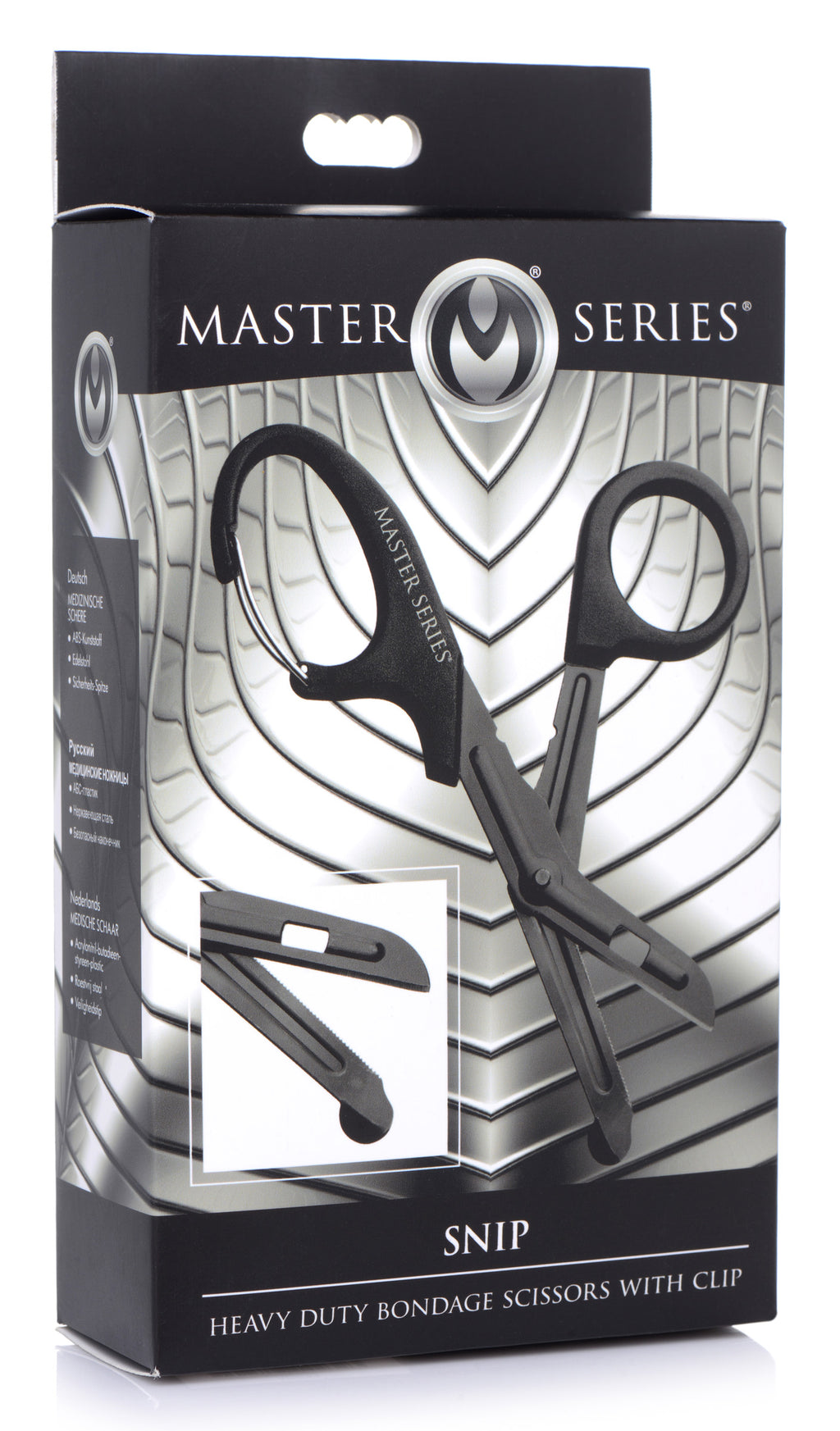 Master Series Snip Heavy Duty Bondage Scissors with Clip Black