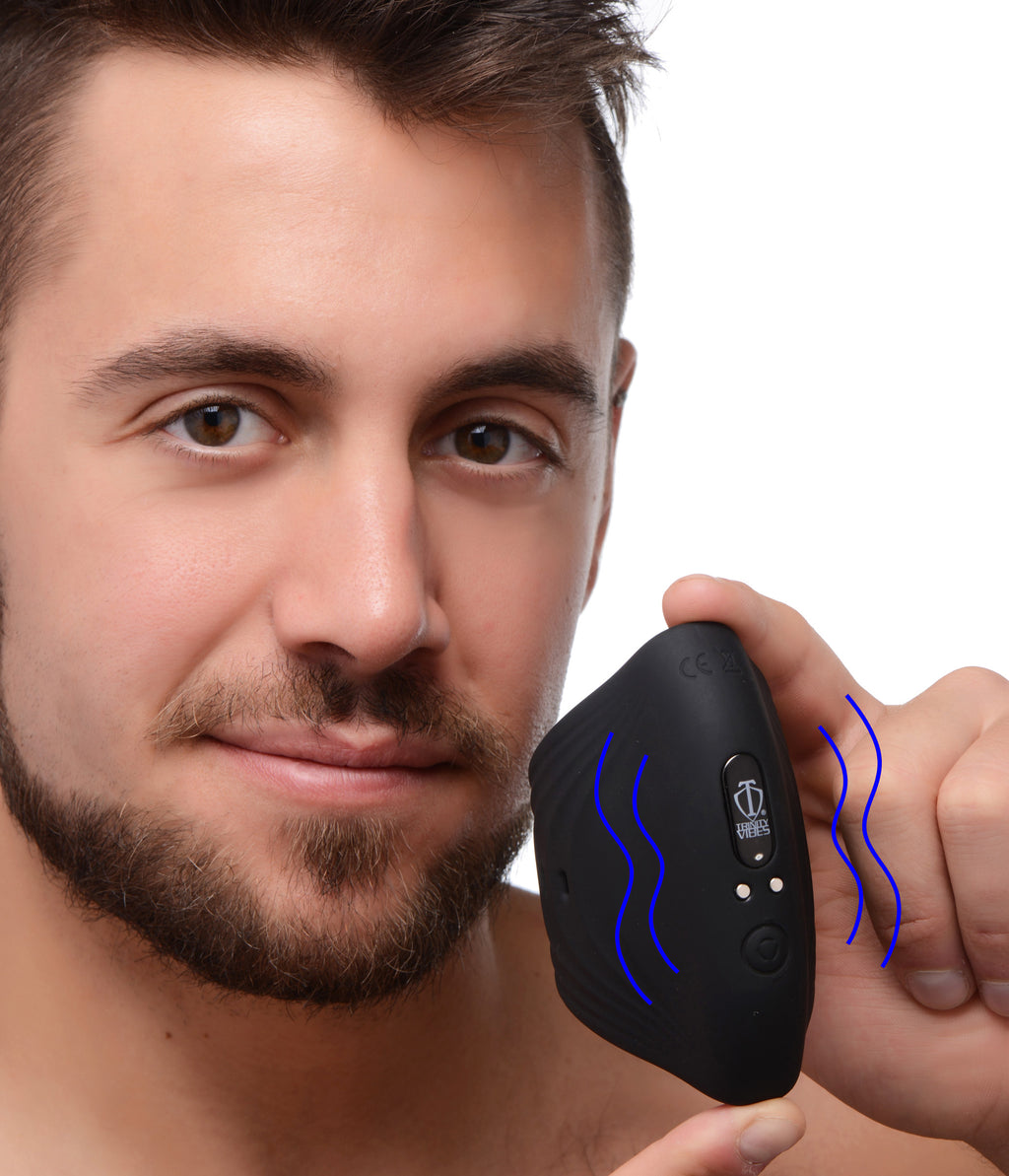 Trinity Men 10X Pleasure Stroke Vibrating Silicone Penis Sleeve Black