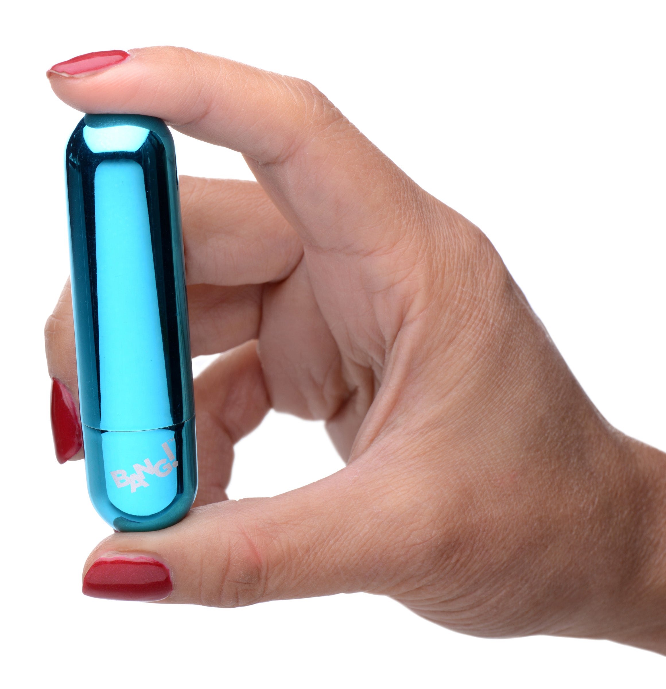 Bang! 10X Rechargeable Vibrating Metallic Bullet - Black Blue