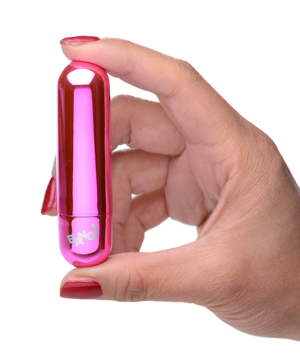 Bang! 10X Rechargeable Vibrating Metallic Bullet - Black Pink