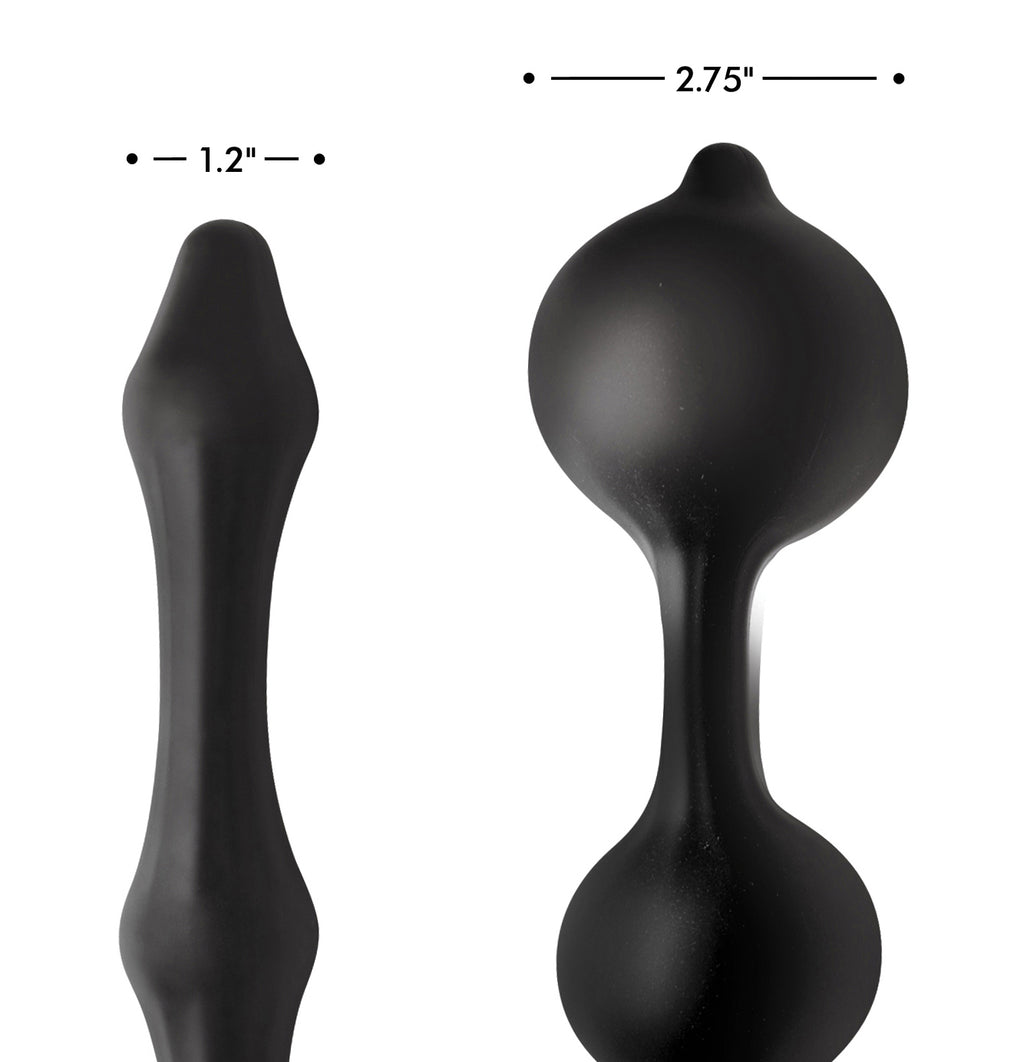 Master Series Devils Rattle Inflatable Silicone Anal Plug with Cock and Ball Ring Black